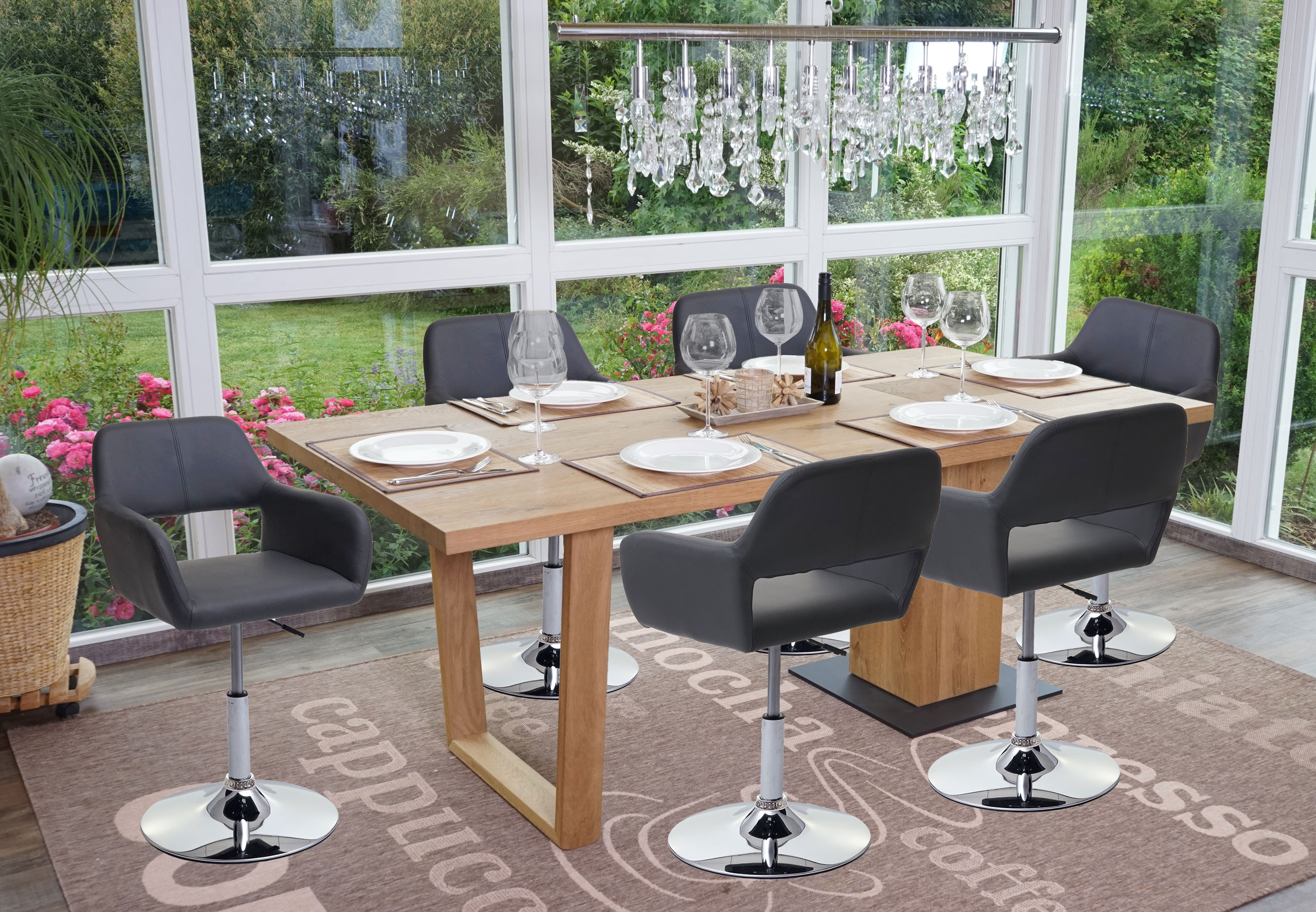 6er-Set Esszimmerstuhl MCW-A50 III, Stuhl K&uuml;chenstuhl, Retro 50er Jahre, Kunstleder ~ grau, Chromfu&szlig; - Bild 1