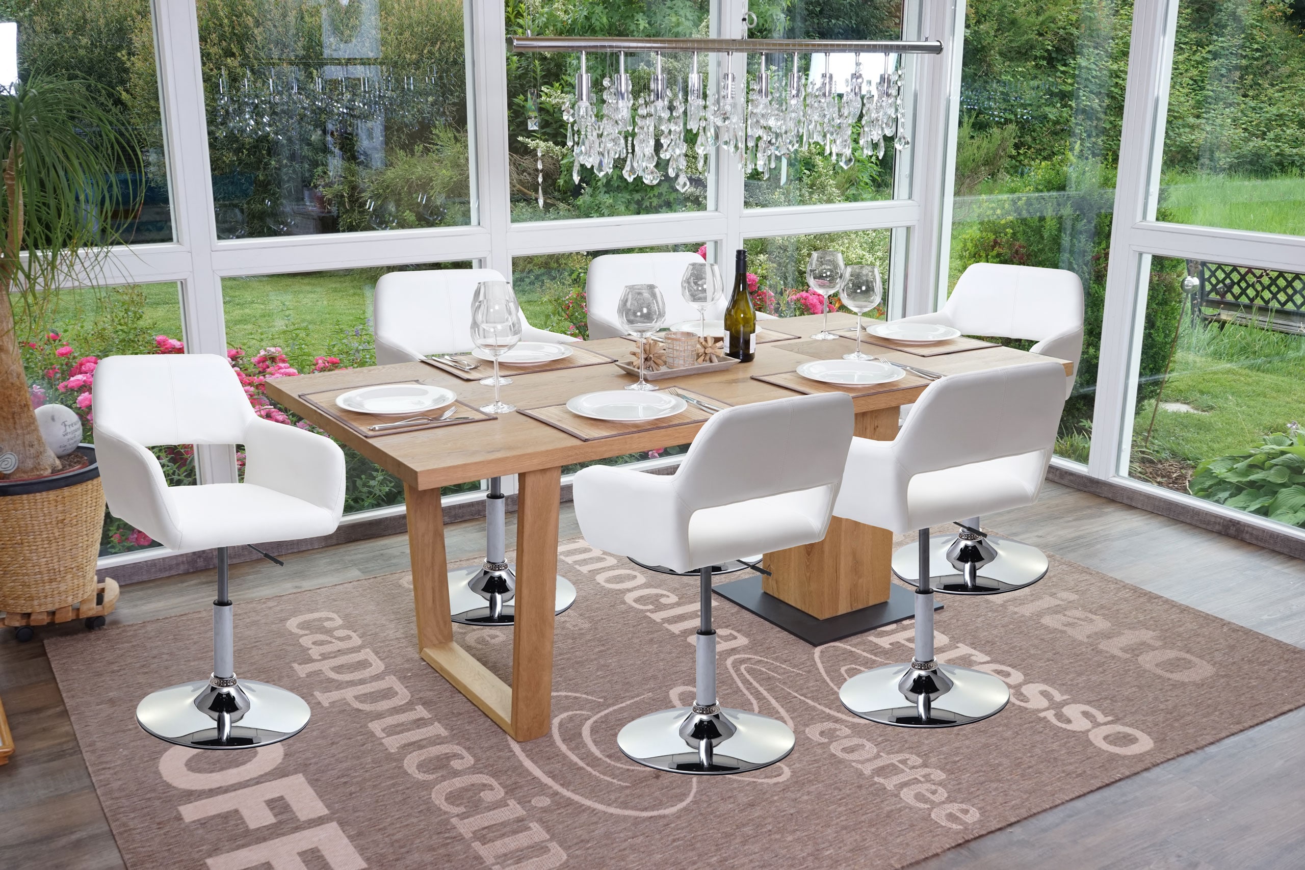 6er-Set Esszimmerstuhl MCW-A50 III, Stuhl K&uuml;chenstuhl, Retro 50er Jahre, Kunstleder ~ wei&szlig;, Chromfu&szlig; - Bild 1