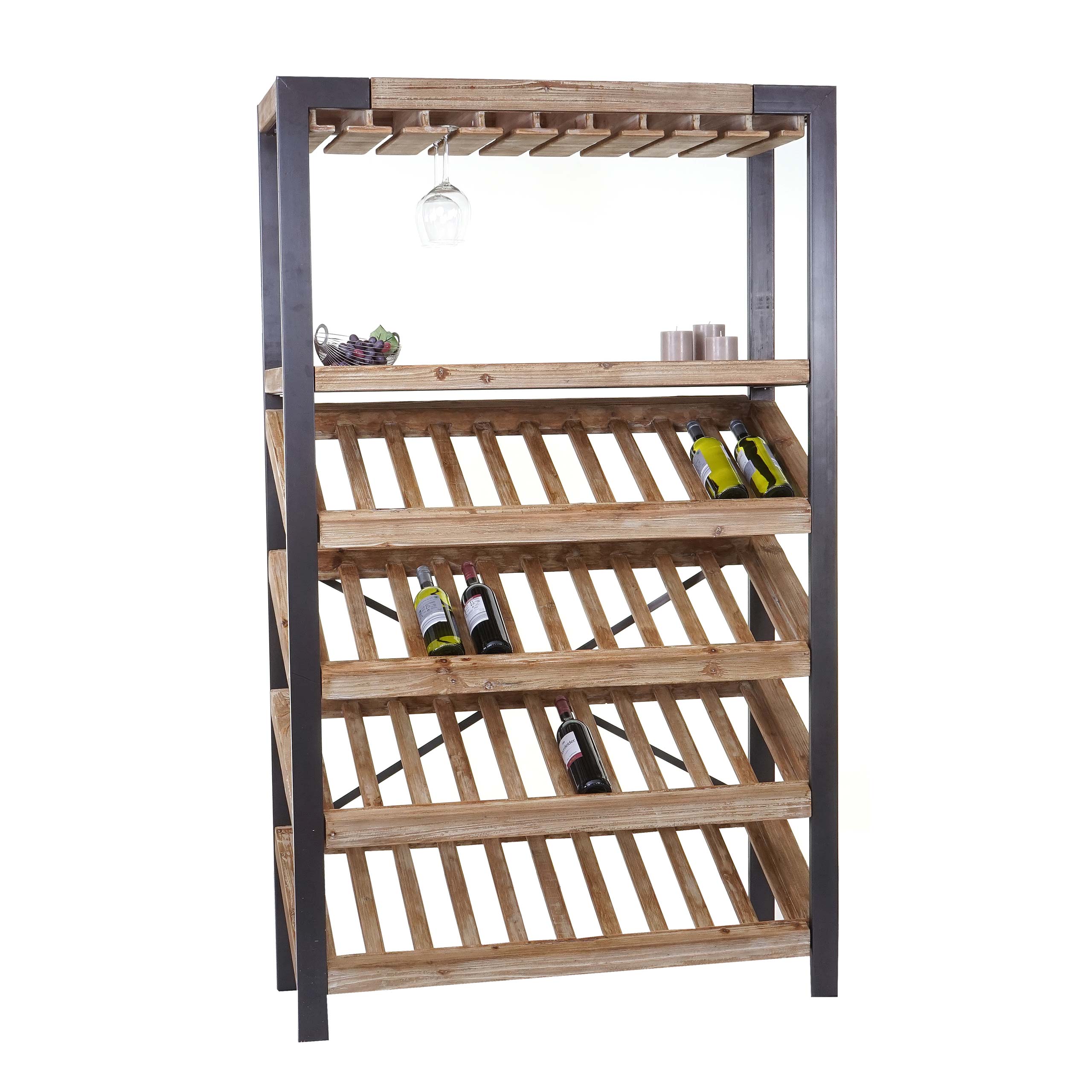 Weinregal MCW-D60, Flaschenregal Flaschenhalter Barschrank Weinst&auml;nder f&uuml;r 40 Flaschen, Massivholz MVG 189x114x39cm - Bild 1