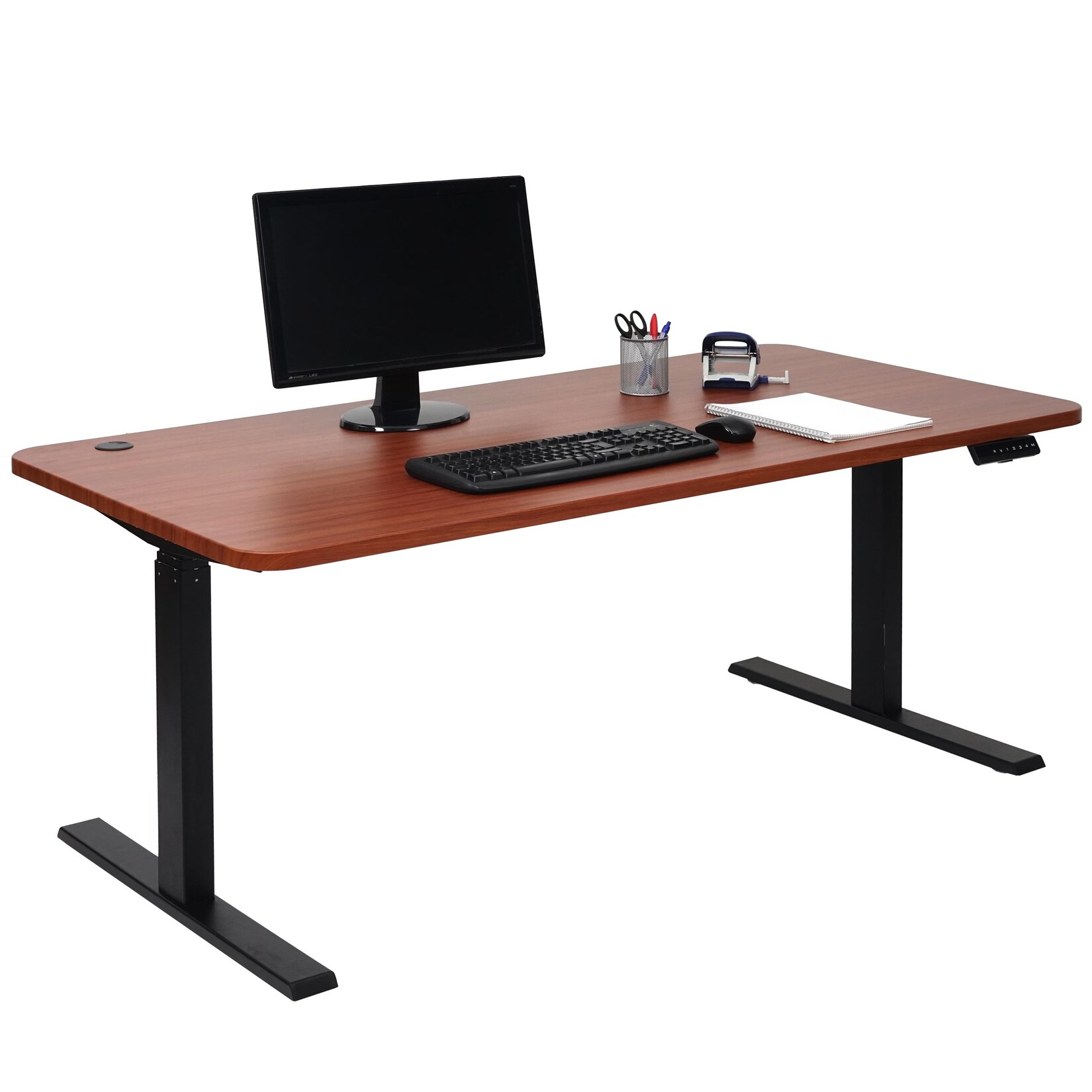 Schreibtisch MCW-D40, Computertisch, elektrisch höhenverstellbar 160x80cm 53kg MVG ~ natur, schwarz