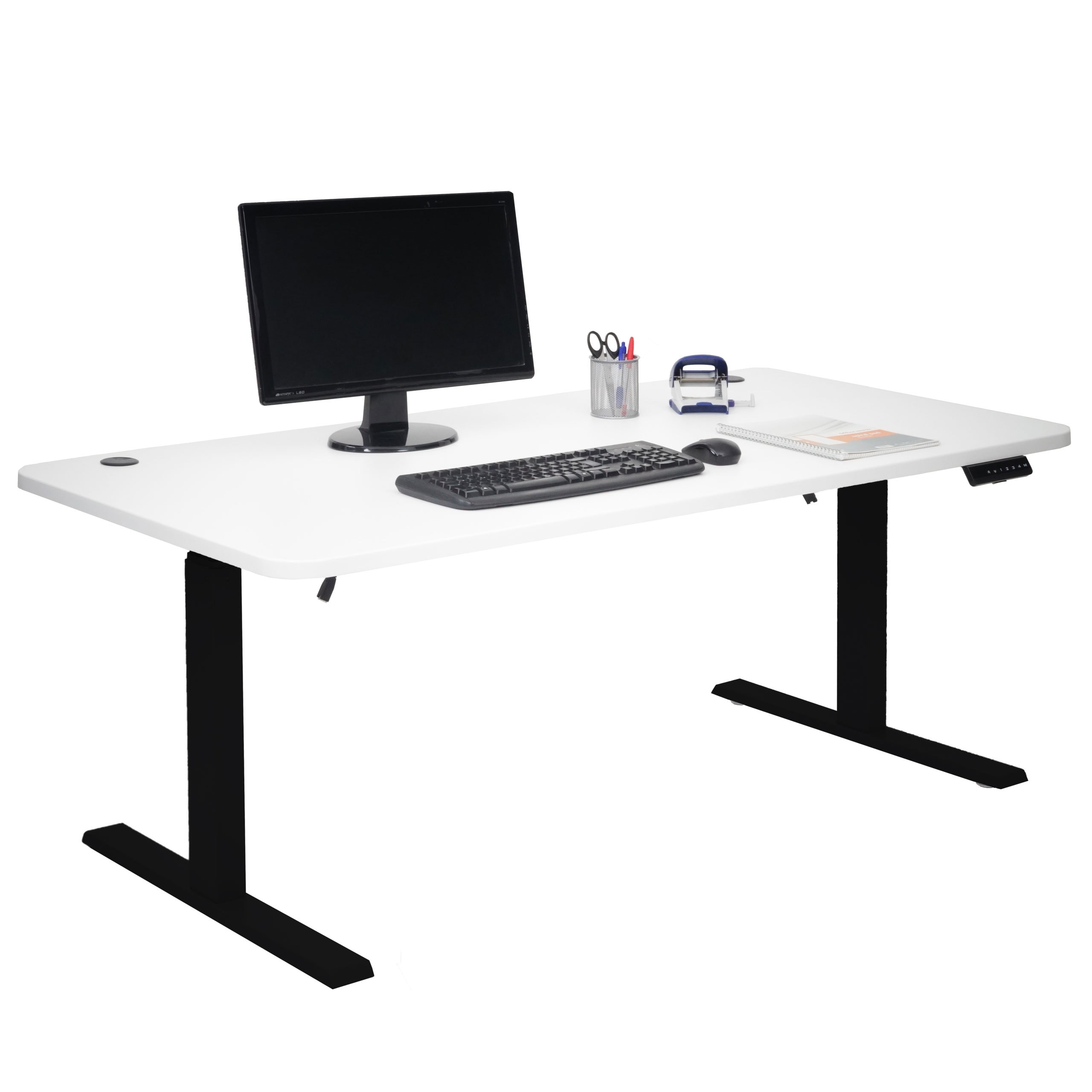 Schreibtisch MCW-D40, Computertisch, elektrisch h&ouml;henverstellbar 160x80cm 53kg MVG ~ wei&szlig;, schwarz - Bild 1