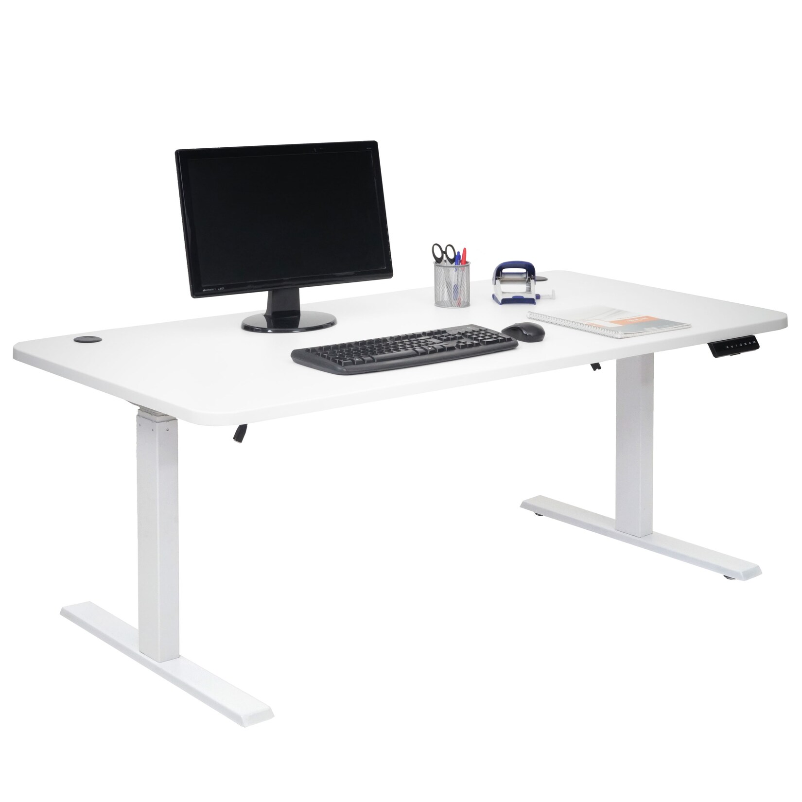 Schreibtisch MCW-D40, Computertisch, elektrisch höhenverstellbar 160x80cm 53kg MVG ~ weiß, weiß | 04057651434223