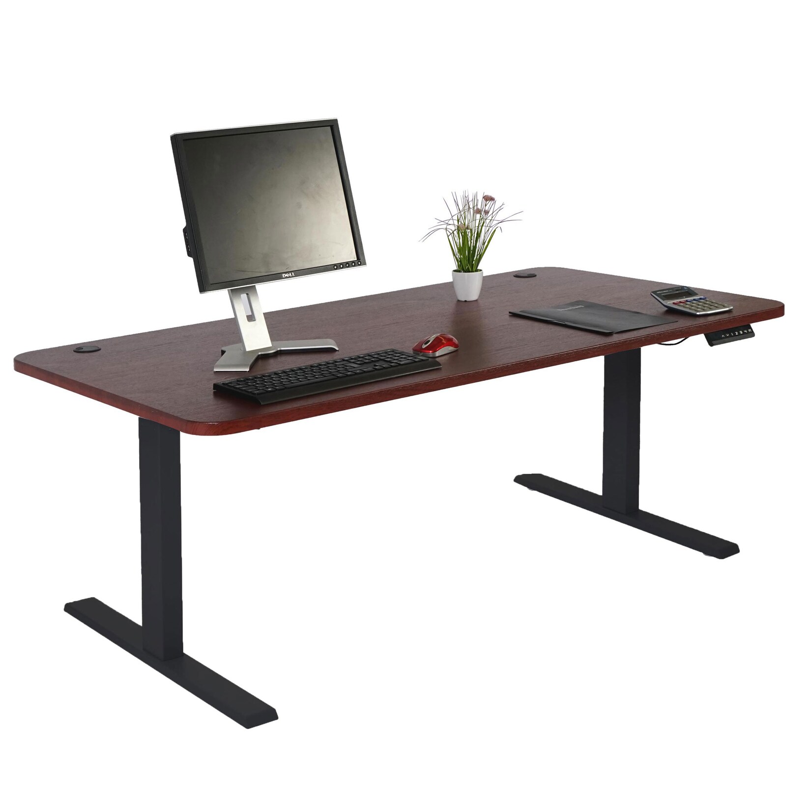 Schreibtisch MCW-D40, Computertisch, elektrisch höhenverstellbar 160x80cm 53kg MVG ~ Kirsch-Dekor, schwarz