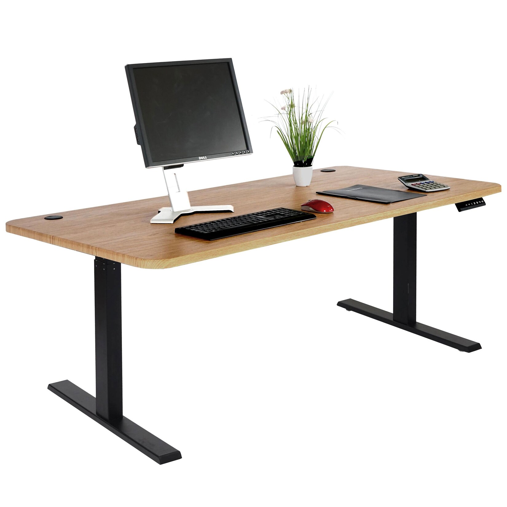 Schreibtisch MCW-D40, Computertisch, elektrisch höhenverstellbar 160x80cm 53kg MVG ~ braun Struktur, schwarz