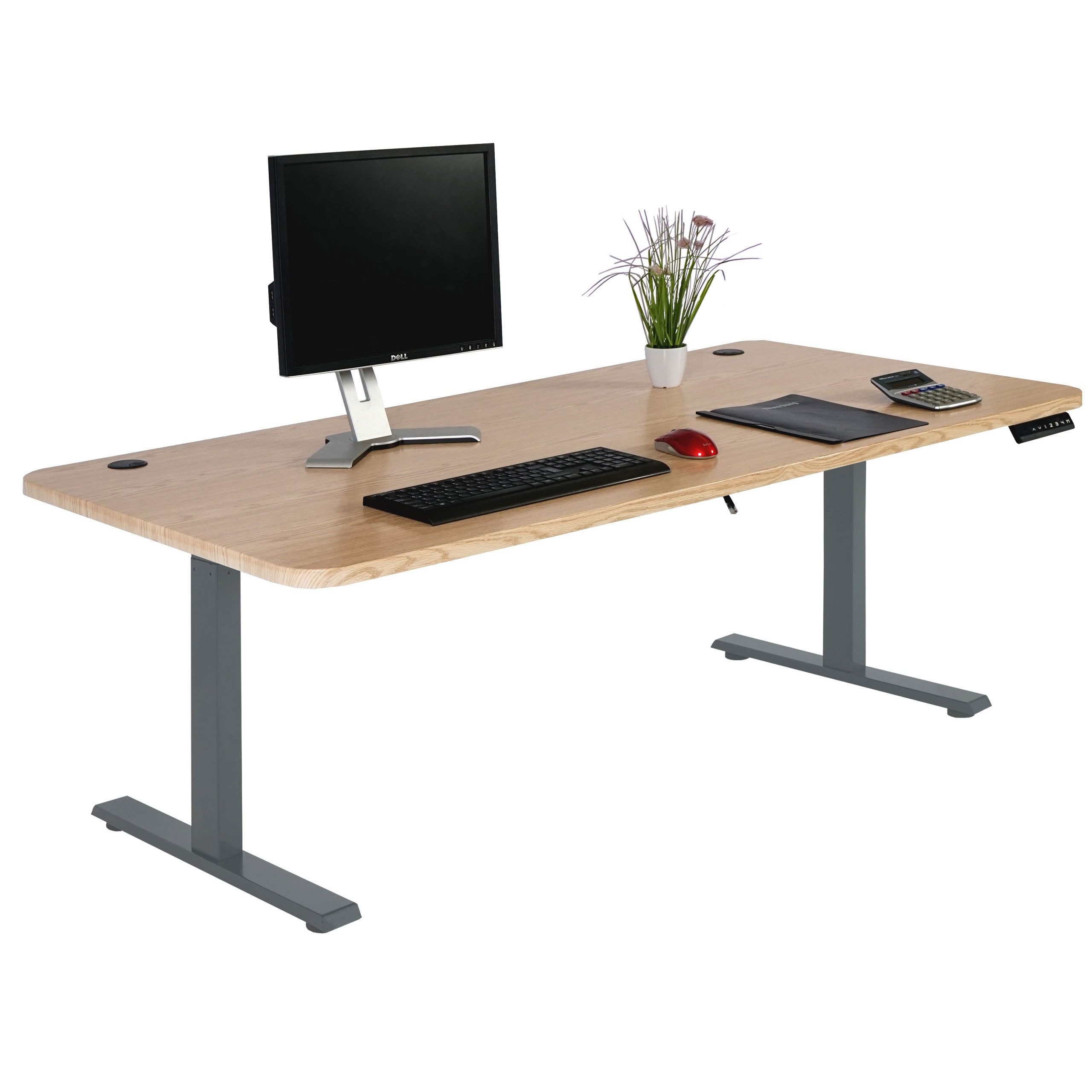 Schreibtisch MCW-D40, Computertisch, elektrisch h&ouml;henverstellbar 160x80cm 53kg MVG ~ hellbraun, anthrazit-grau - Bild 1