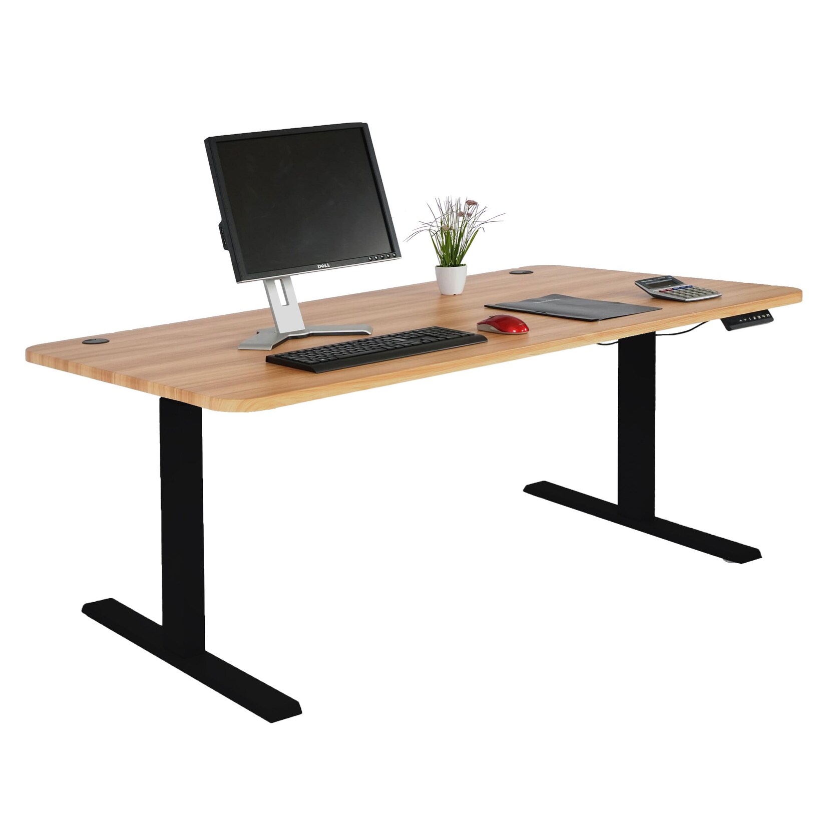 Schreibtisch MCW-D40, Computertisch, elektrisch höhenverstellbar 160x80cm 53kg MVG ~ Eiche-Dekor, schwarz