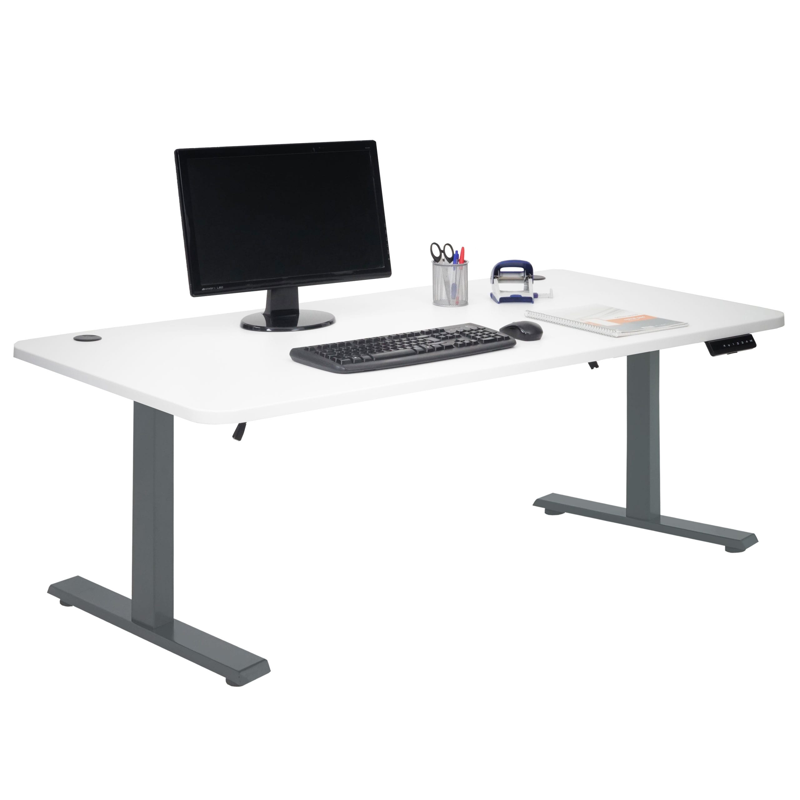 Schreibtisch MCW-D40, Computertisch, elektrisch h&ouml;henverstellbar 160x80cm 53kg MVG ~ wei&szlig;, anthrazit-grau - Bild 1