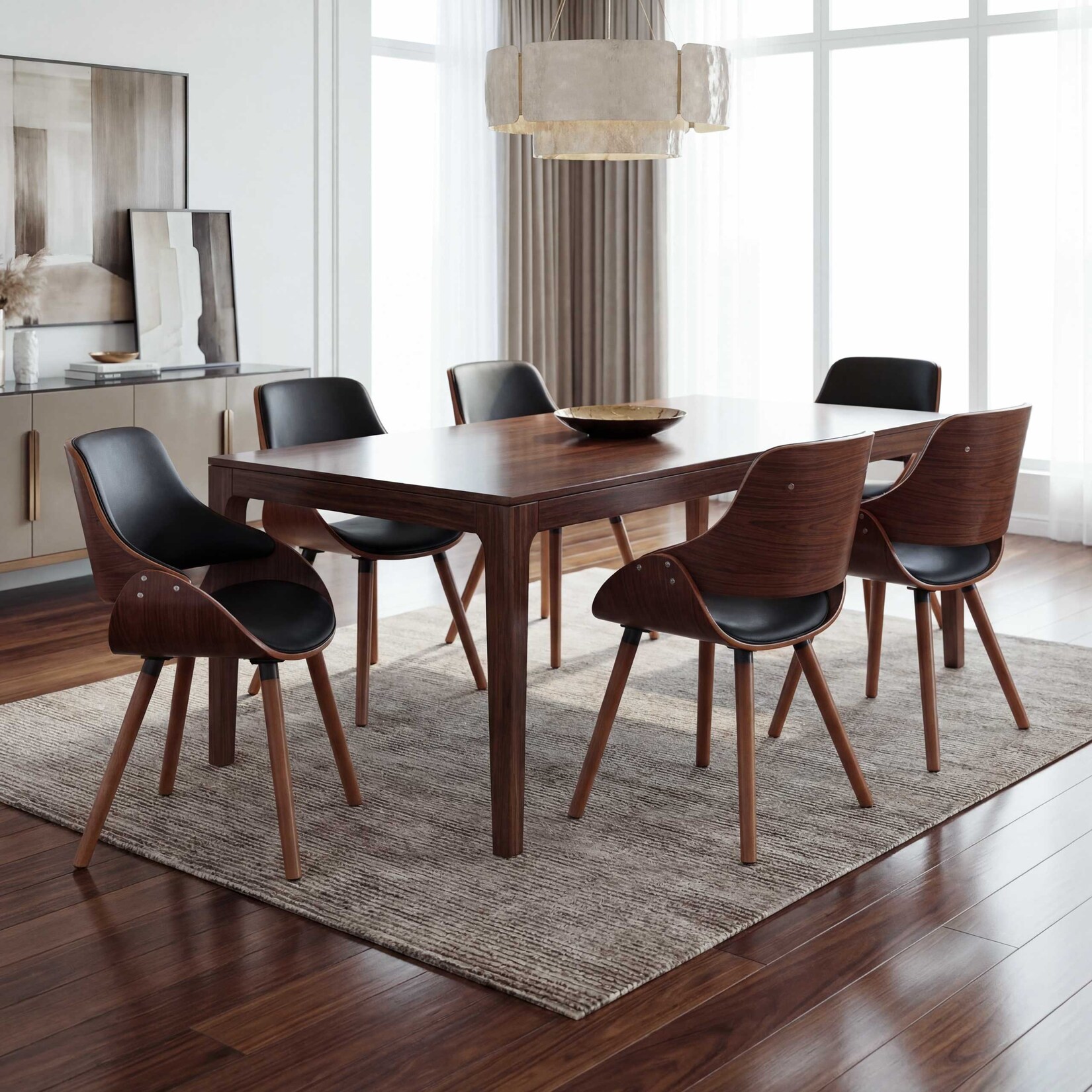 6er-Set Esszimmerstuhl MCW-D23, Küchenstuhl Stuhl, Retro-Design ~ Kunstleder schwarz | 04057651265698