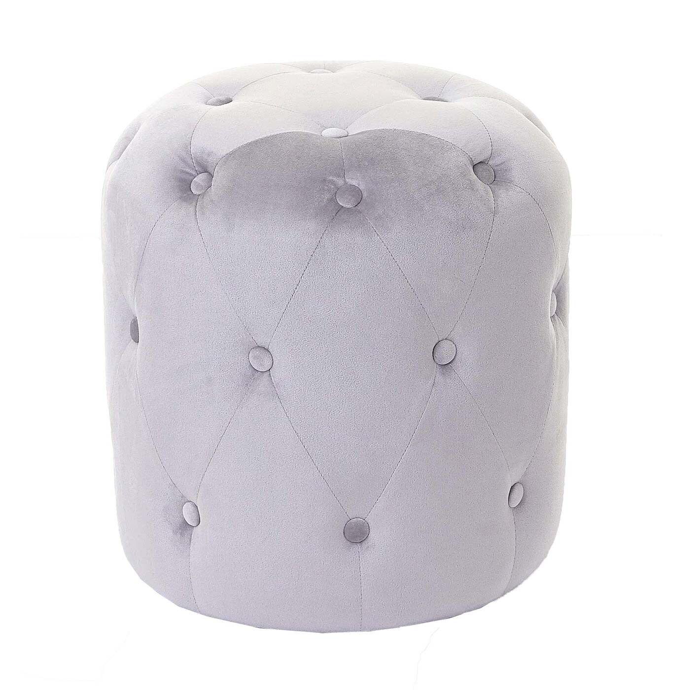 Hocker MCW-D22, Sitzhocker Ottomane, 42x39cm MVG-zertifiziert ~ Samt hellgrau