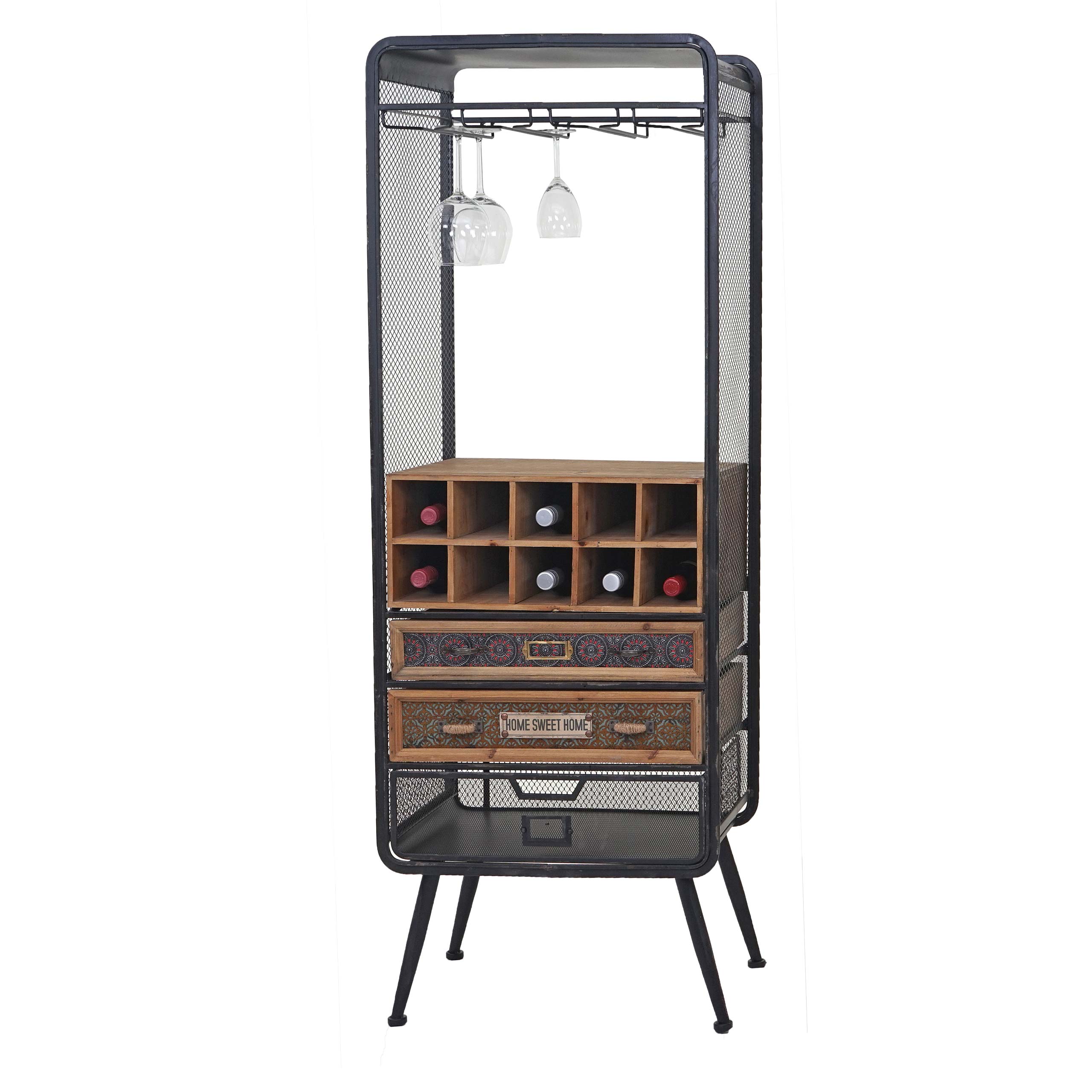 Weinregal MCW-C91, Flaschenregal Barschrank Weinst&auml;nder f&uuml;r 10 Flaschen, Tanne Holz Vintage 157x57x38cm - Bild 1