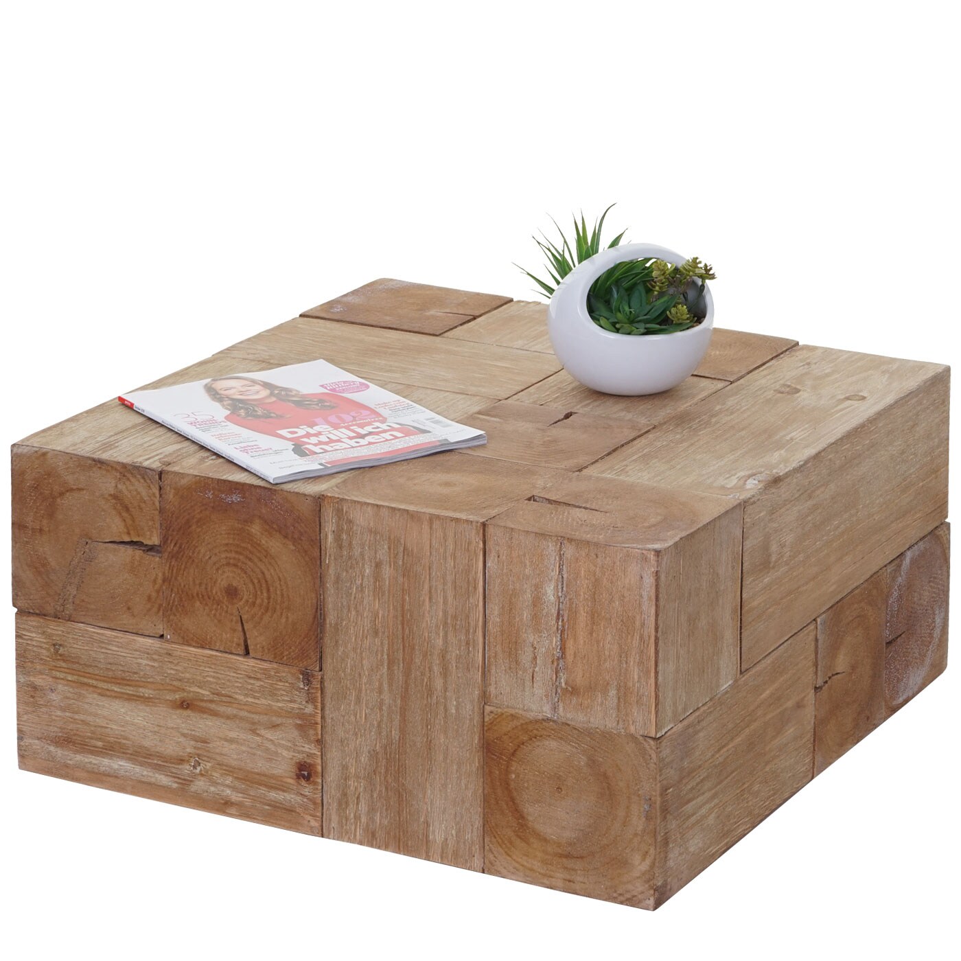 Couchtisch MCW-A15c, Wohnzimmertisch, Tanne Holz rustikal massiv MVG-zertifiziert 30x60x60cm