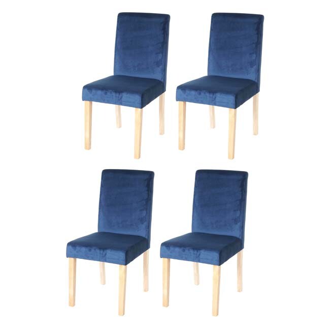 4er-Set Esszimmerstuhl Stuhl Küchenstuhl Littau ~ Samt MVG-zertifiziert ~ petrol-blau, helle Beine