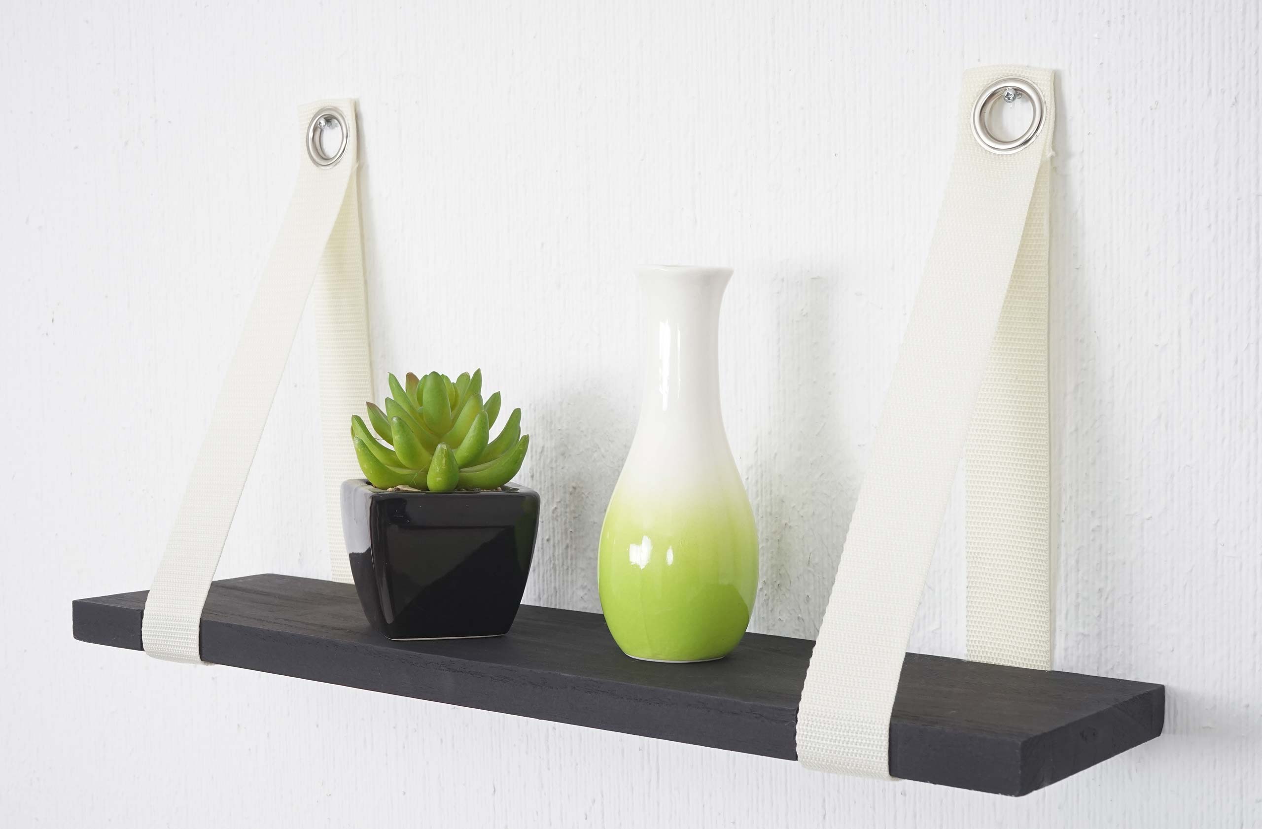 Wandregal Vire, H&auml;ngeregal Regal, Shabby-Look, Vintage 27x50cm ~ dunkelgrau - Bild 1