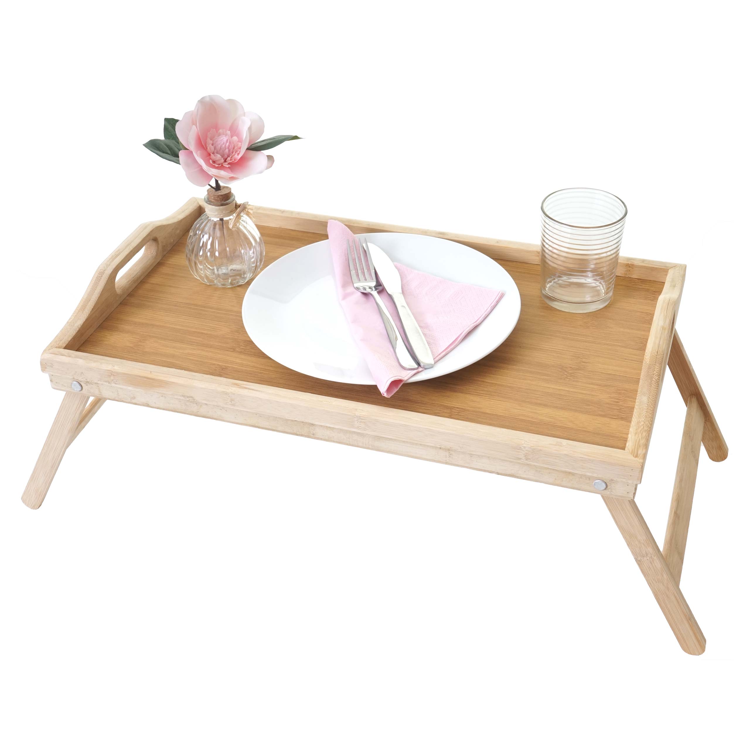 Tablett MCW-B88, Serviertablett Holztablett Fr&uuml;hst&uuml;ckstablett Dekotablett, Bambus 21x64x30cm - Bild 1