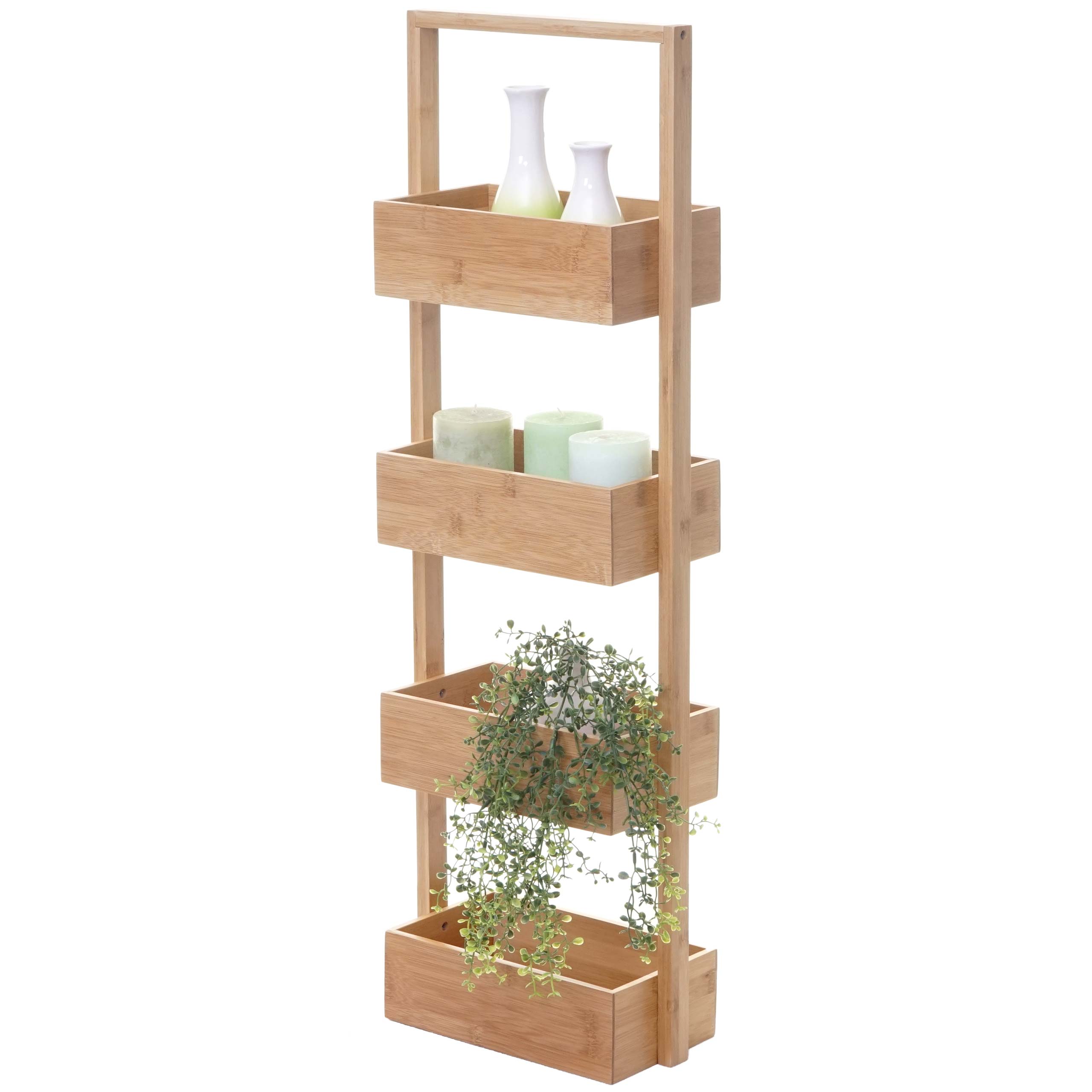 Regal MCW-B78, Standregal Badregal Ablageregal Wohnregal mit 4 K&ouml;rben, Bambus 88x28x15cm - Bild 1