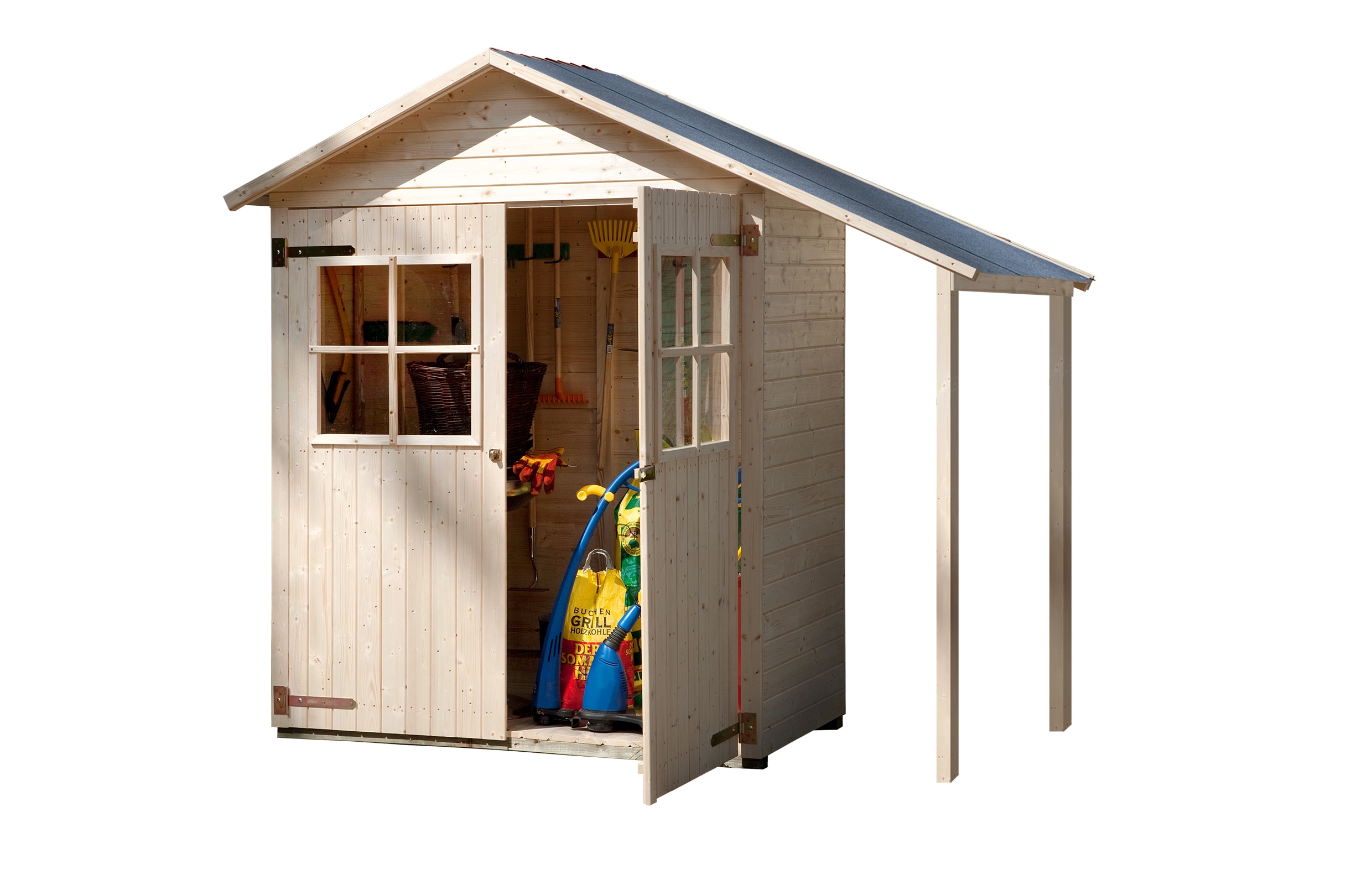 Weka Ger&auml;tehaus Typ 357 A naturbelassen, mit Anbau - Bild 1