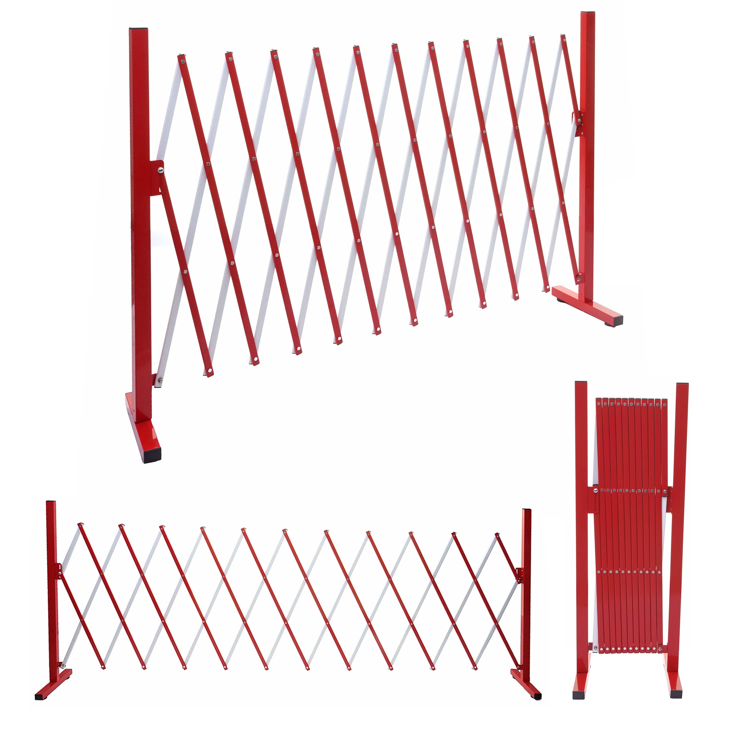 Absperrgitter MCW-B34, Scherengitter Zaun Schutzgitter ausziehbar, Alu rot-wei&szlig; ~ H&ouml;he 103cm, Breite 37-300cm - Bild 1