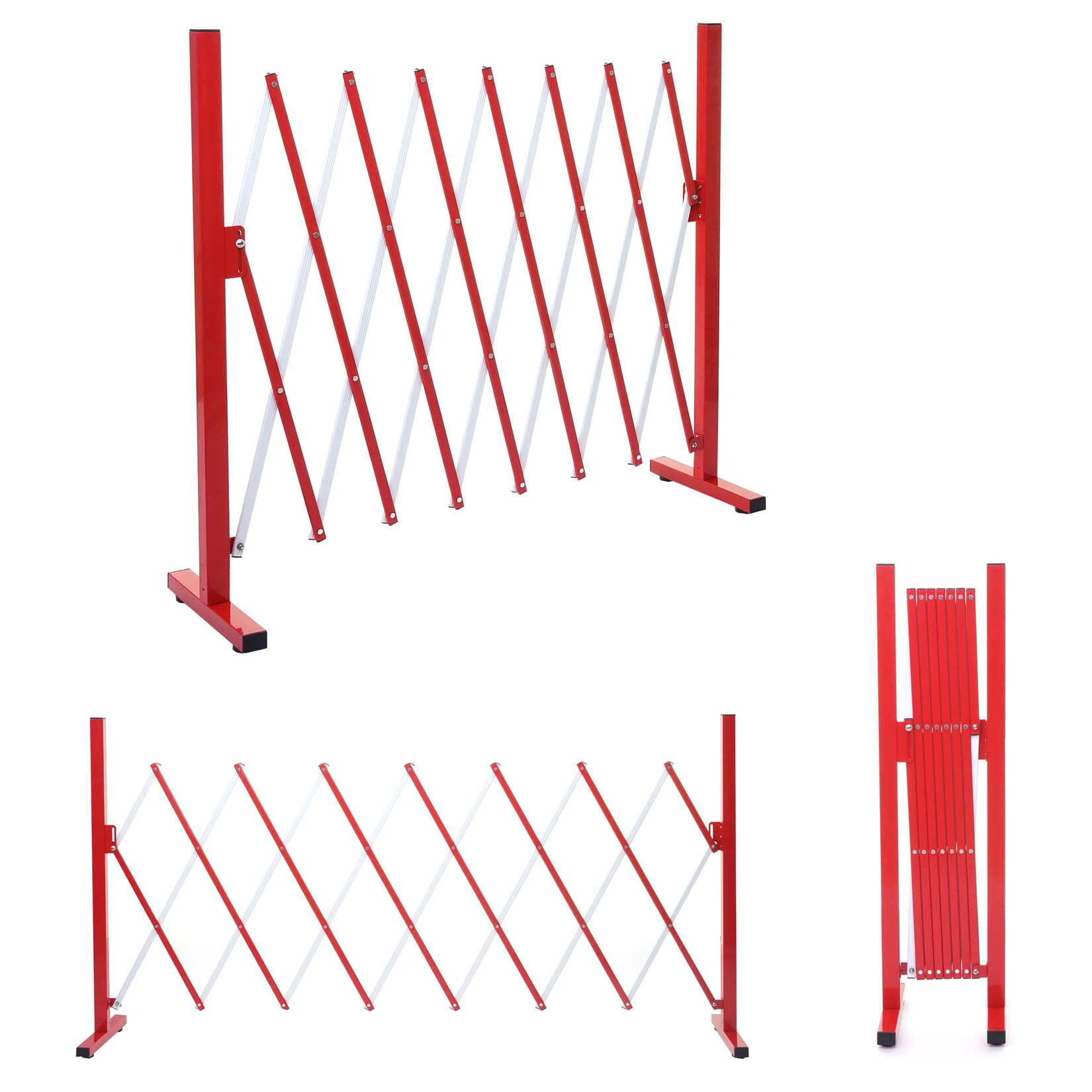 Absperrgitter MCW-B34, Scherengitter Zaun Schutzgitter ausziehbar, Alu rot-weiß ~ Höhe 103cm, Breite 28-200cm