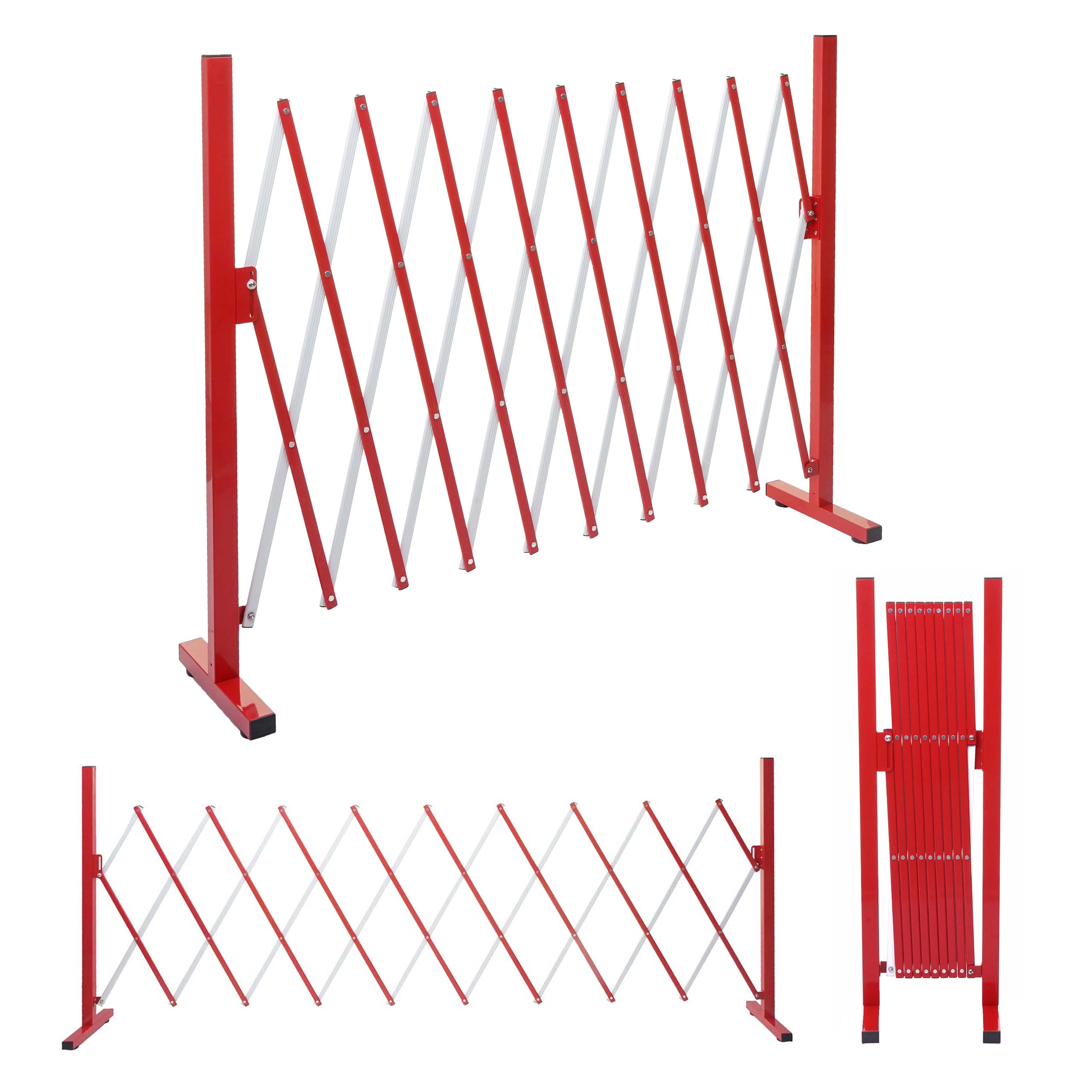 Absperrgitter MCW-B34, Scherengitter Zaun Schutzgitter ausziehbar, Alu rot-wei&szlig; ~ H&ouml;he 103cm, Breite 32-265cm - Bild 1