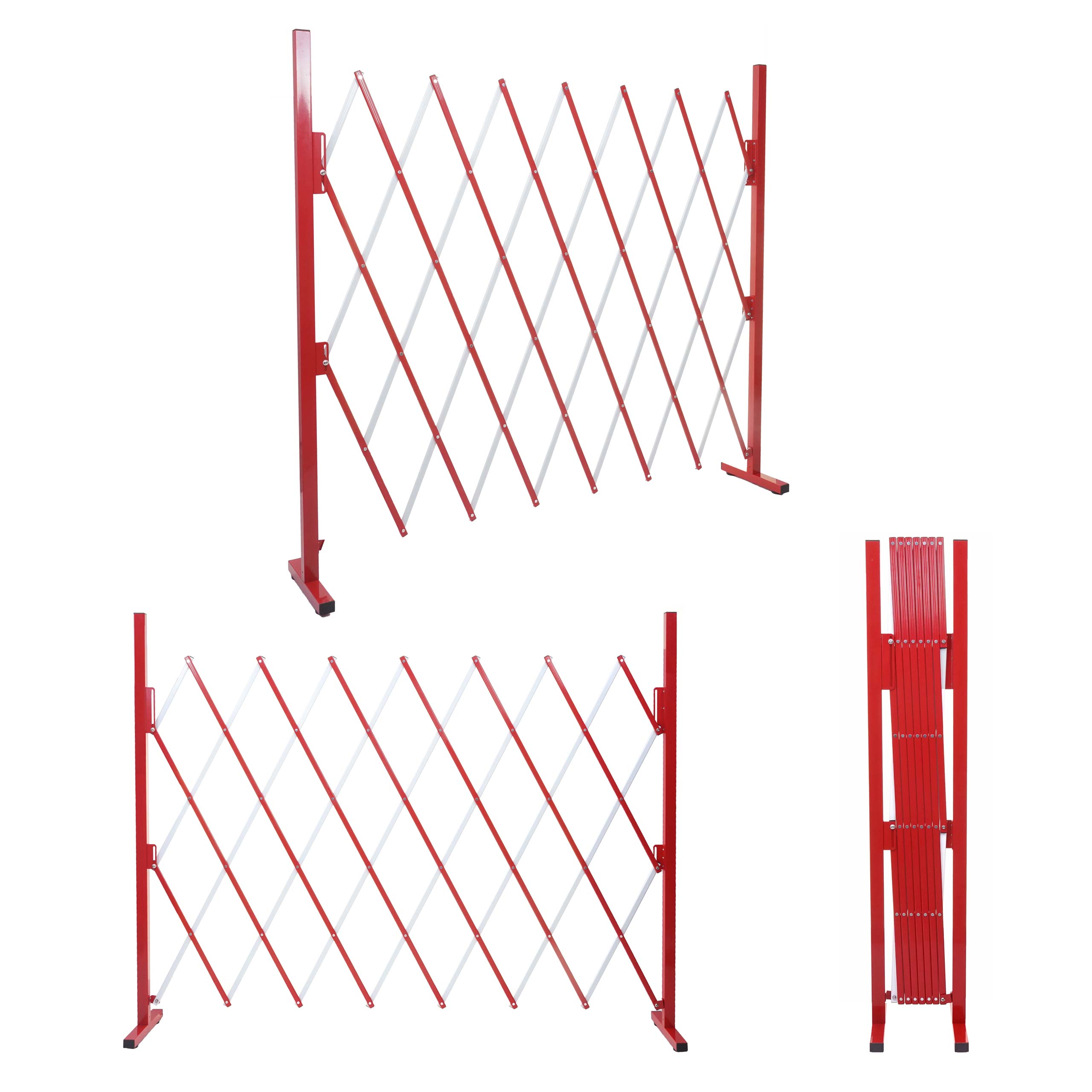 Absperrgitter MCW-B34, Scherengitter Zaun Schutzgitter ausziehbar, Alu rot-wei&szlig; ~ H&ouml;he 153cm, Breite 28-200cm - Bild 1