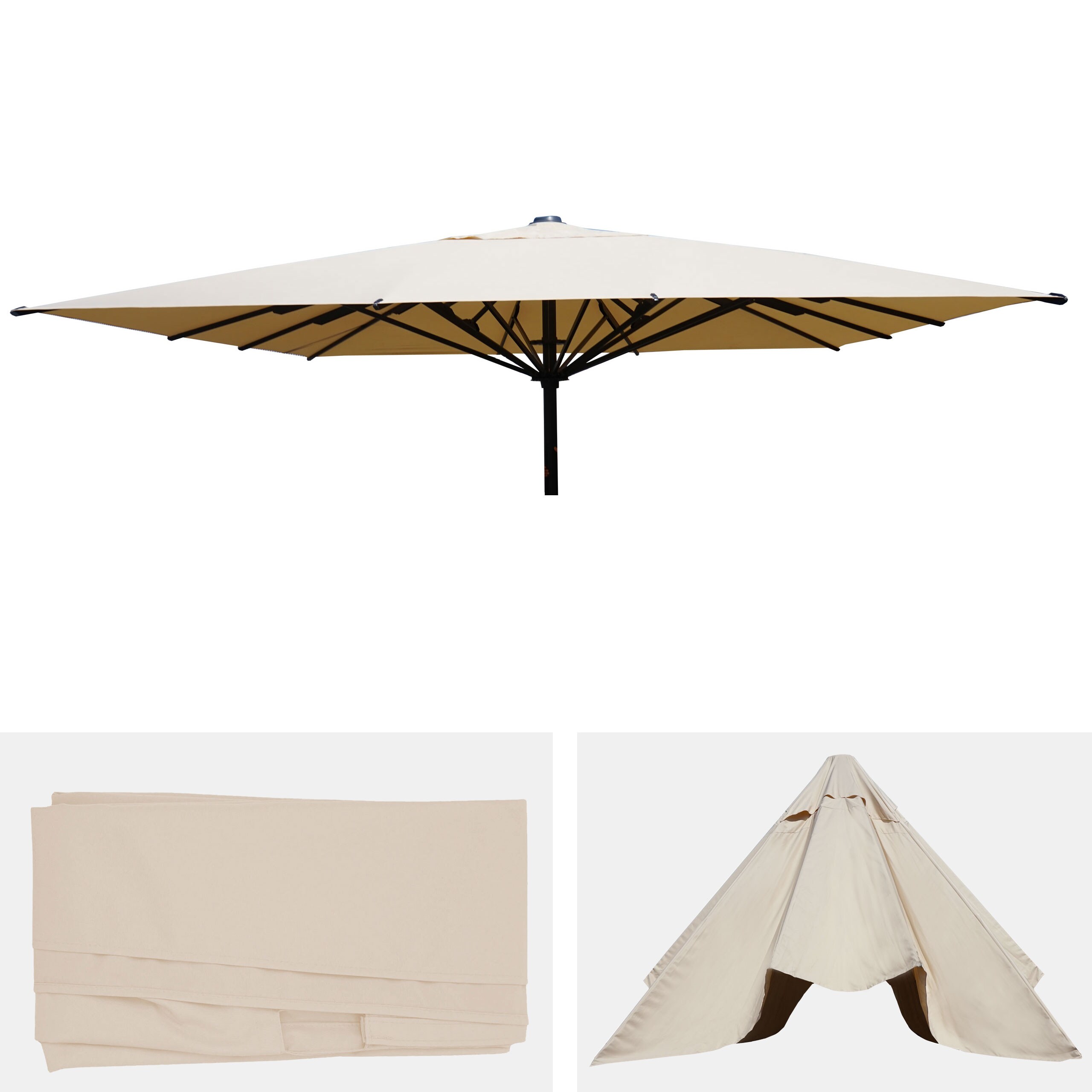 Ersatz-Bezug f&uuml;r Gastronomie Sonnenschirm MCW-D20, Sonnenschirmbezug Ersatzbezug, 5x5m (&Oslash;7,2m) Polyester ~ creme - Bild 1