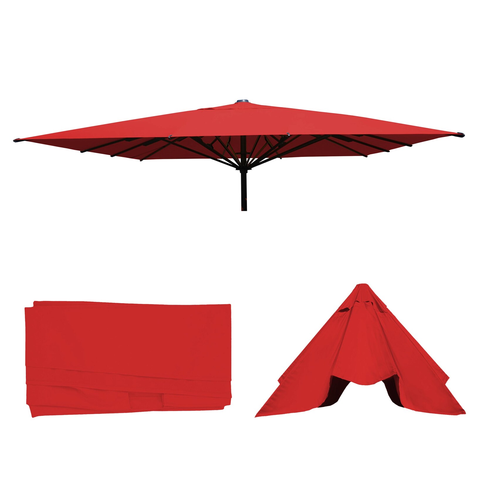 Ersatz-Bezug für Gastronomie Sonnenschirm MCW-D20, Sonnenschirmbezug Ersatzbezug, 5x5m (Ø7,2m) Polyester ~ rot | 04057651299099