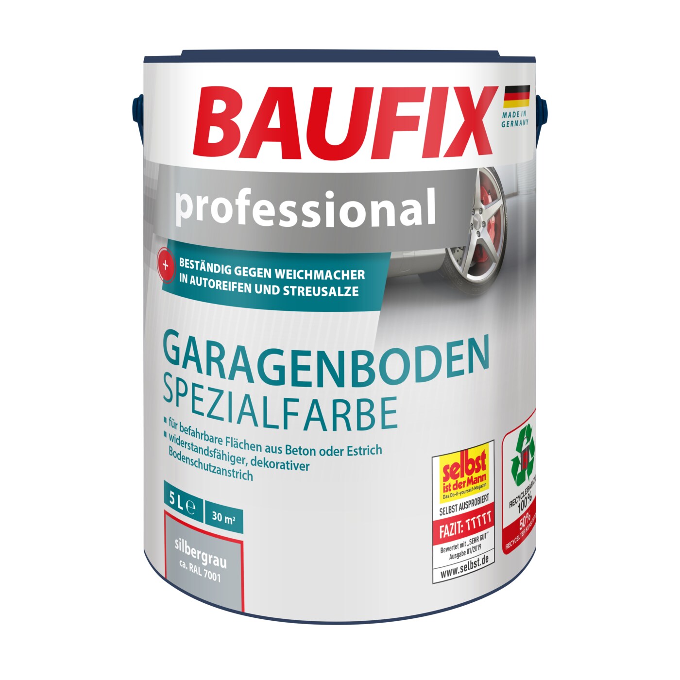 BAUFIX professional Garagenboden Spezialfarbe silbergrau matt, 5 Liter, Beton- und Bodenfarbe | 04014505067457