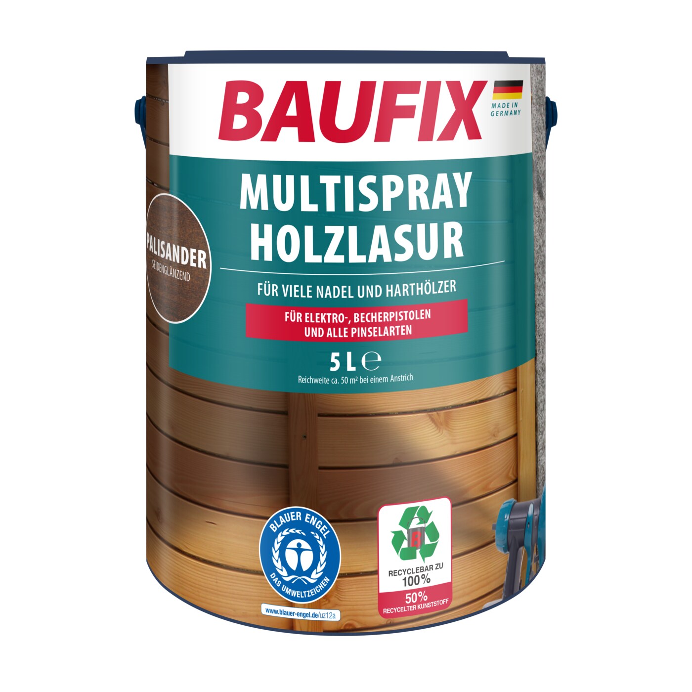BAUFIX Multispray Holzlasur palisander seidenglänzend, 5 Liter, Holzlasur | 04014505038853