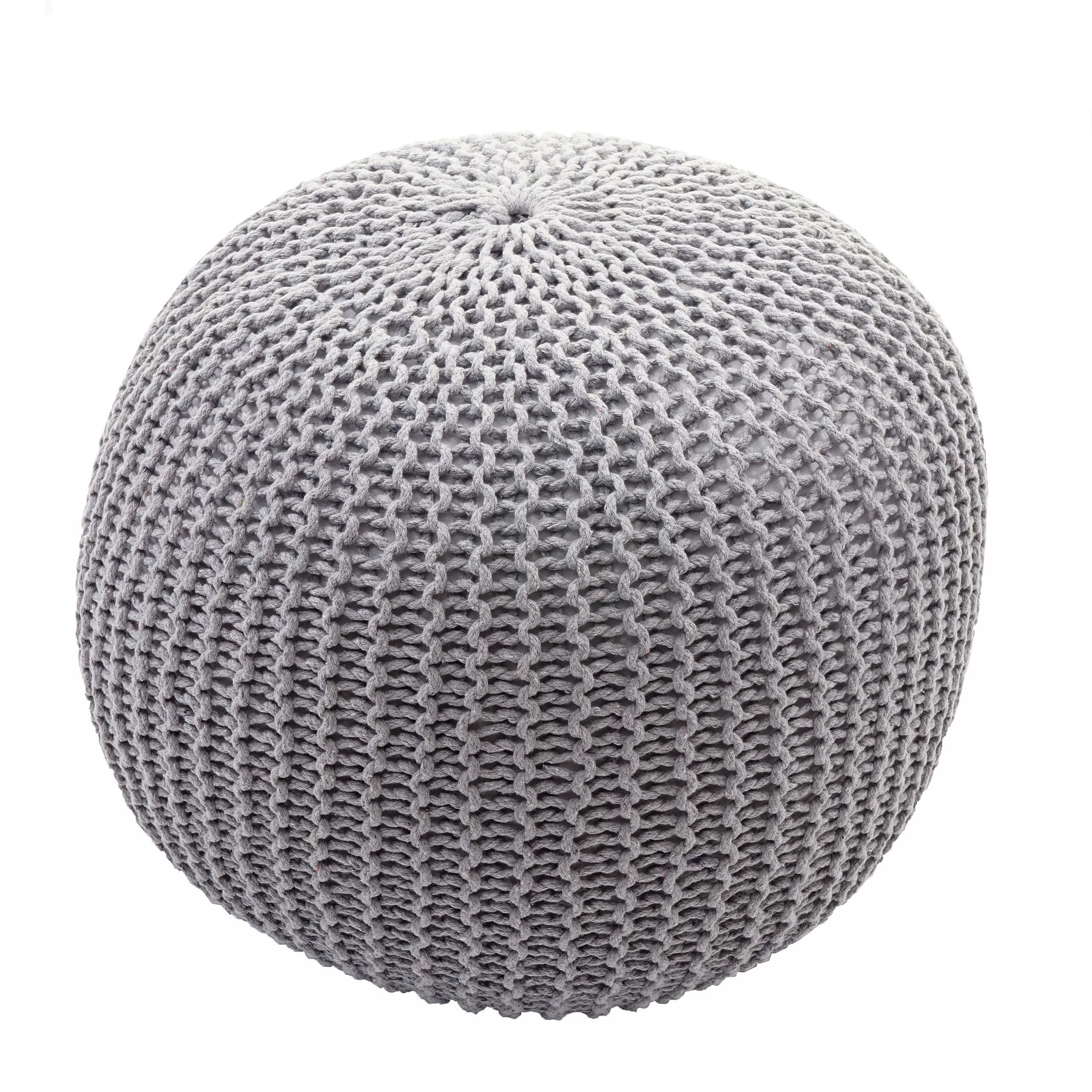 Pouf MCW-E16, Strickhocker Sitzhocker Strickpouf, Strickoptik 40x50cm ~ grau - Bild 1