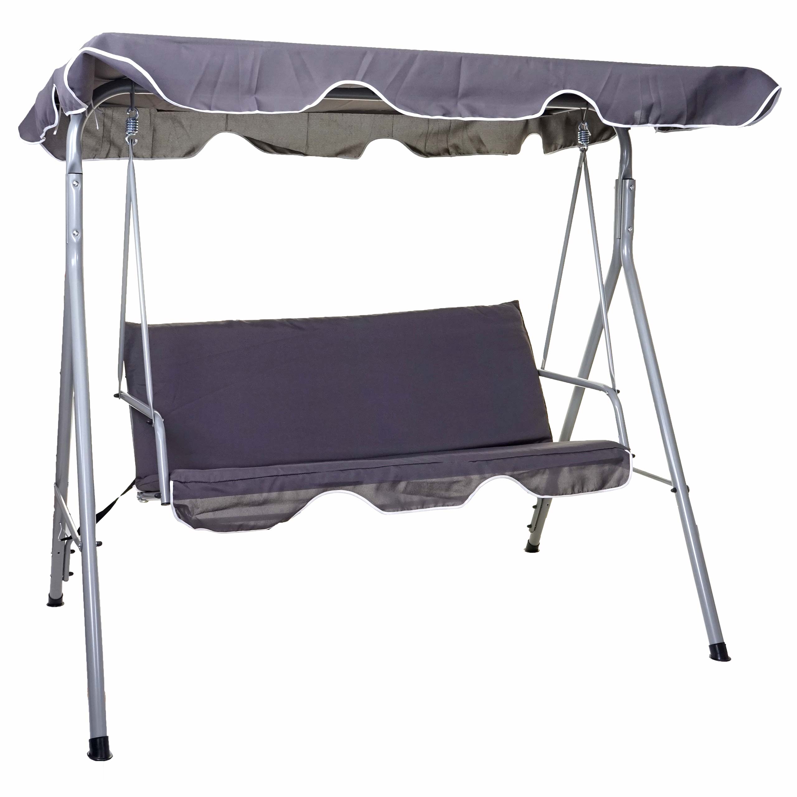 Hollywoodschaukel MCW-D61, Gartenschaukel H&auml;ngeschaukel Bank, 3-Sitzer UV 50+ verstellbares Dach 197x185cm ~ dunkelgrau - Bild 1