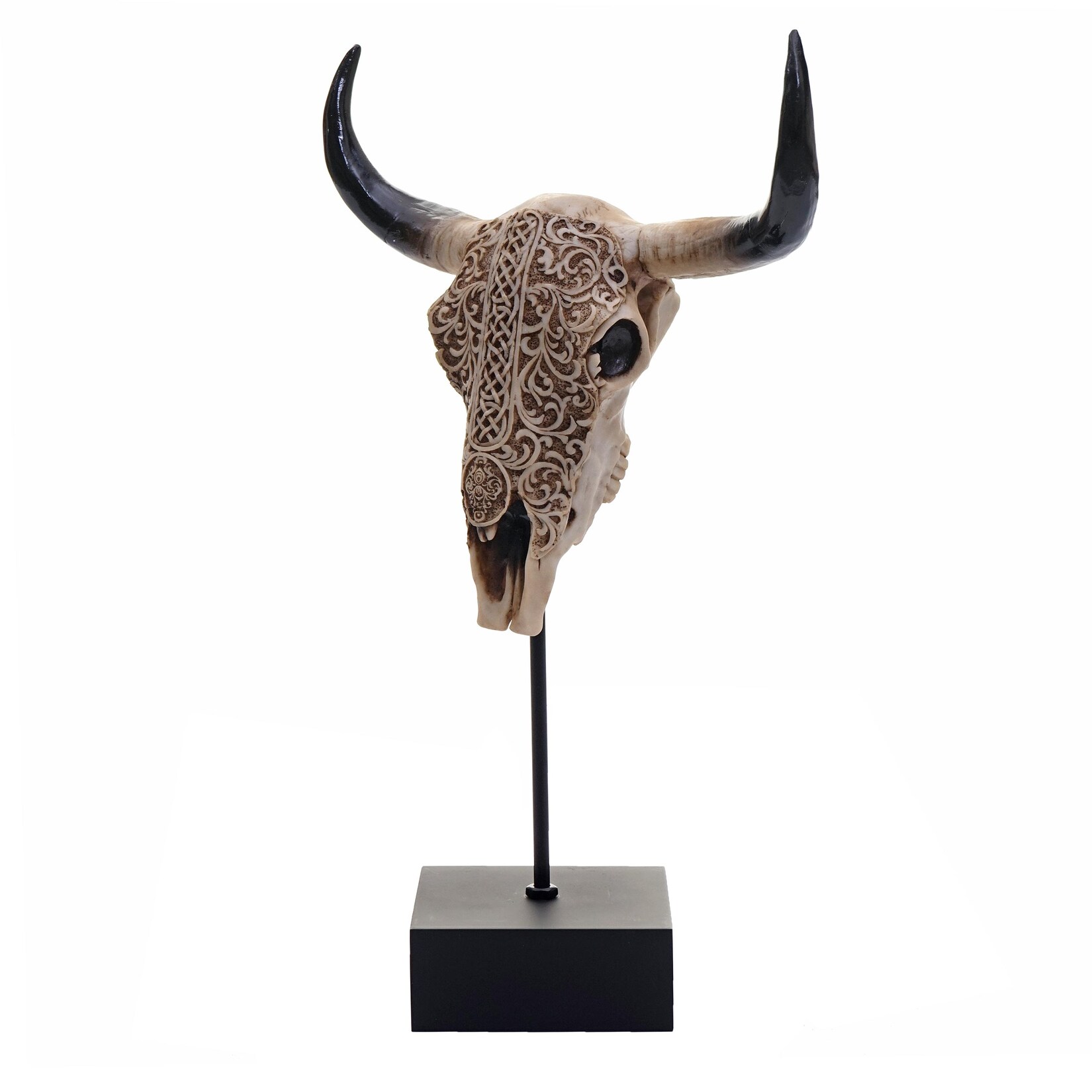 Deko Standfigur Kuhschädel MCW-D30, Stierkopf Bulle Tierkopf Kuhkopf Trophäe mit Trival, Polyresin 47x30x12cm | 04057651272696