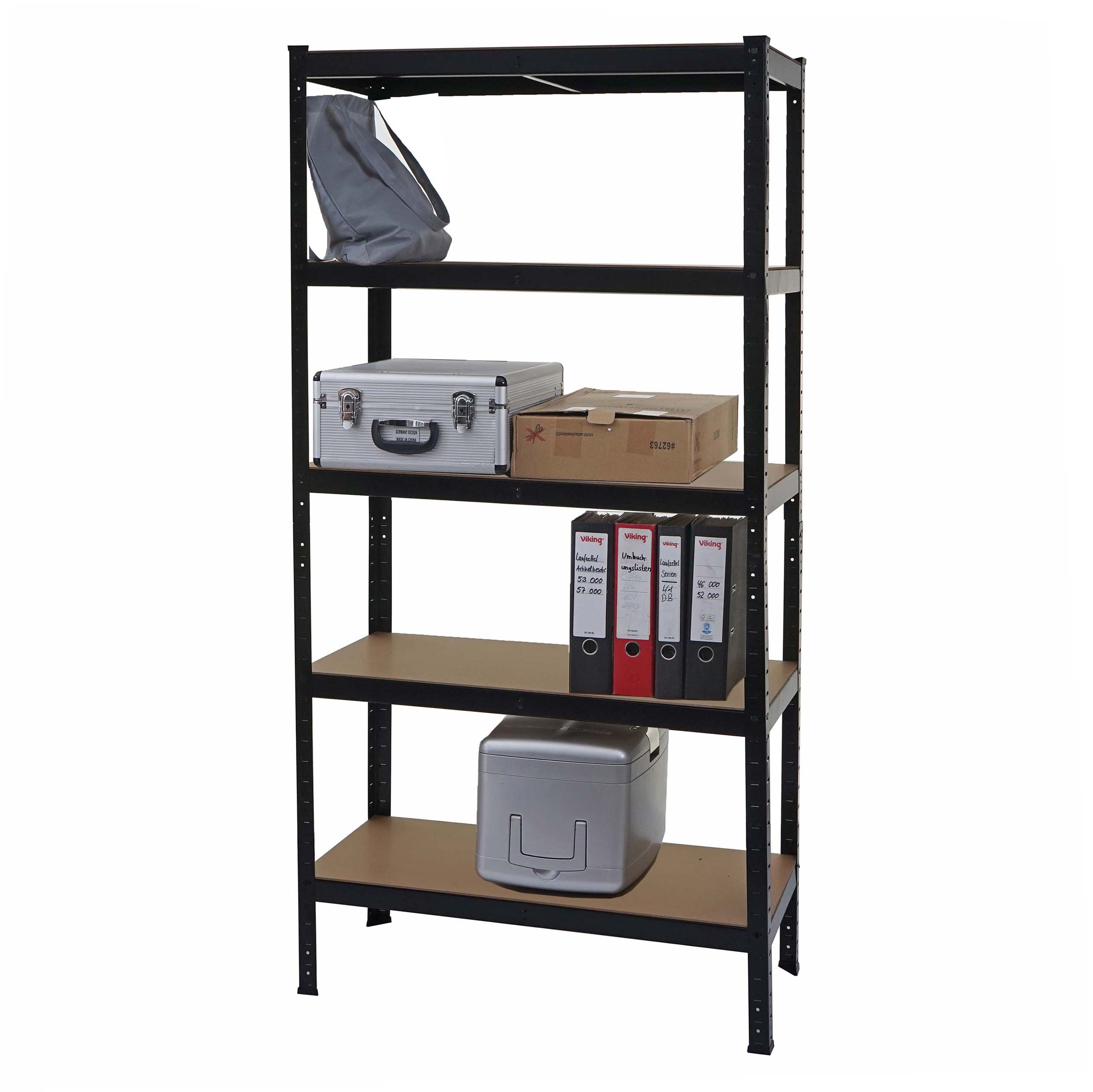 Schwerlastregal MCW-E33, Kellerregal Steckregal Lagerregal, 875kg Stahl 5 B&ouml;den ~ schwarz 180x90x40cm - Bild 1