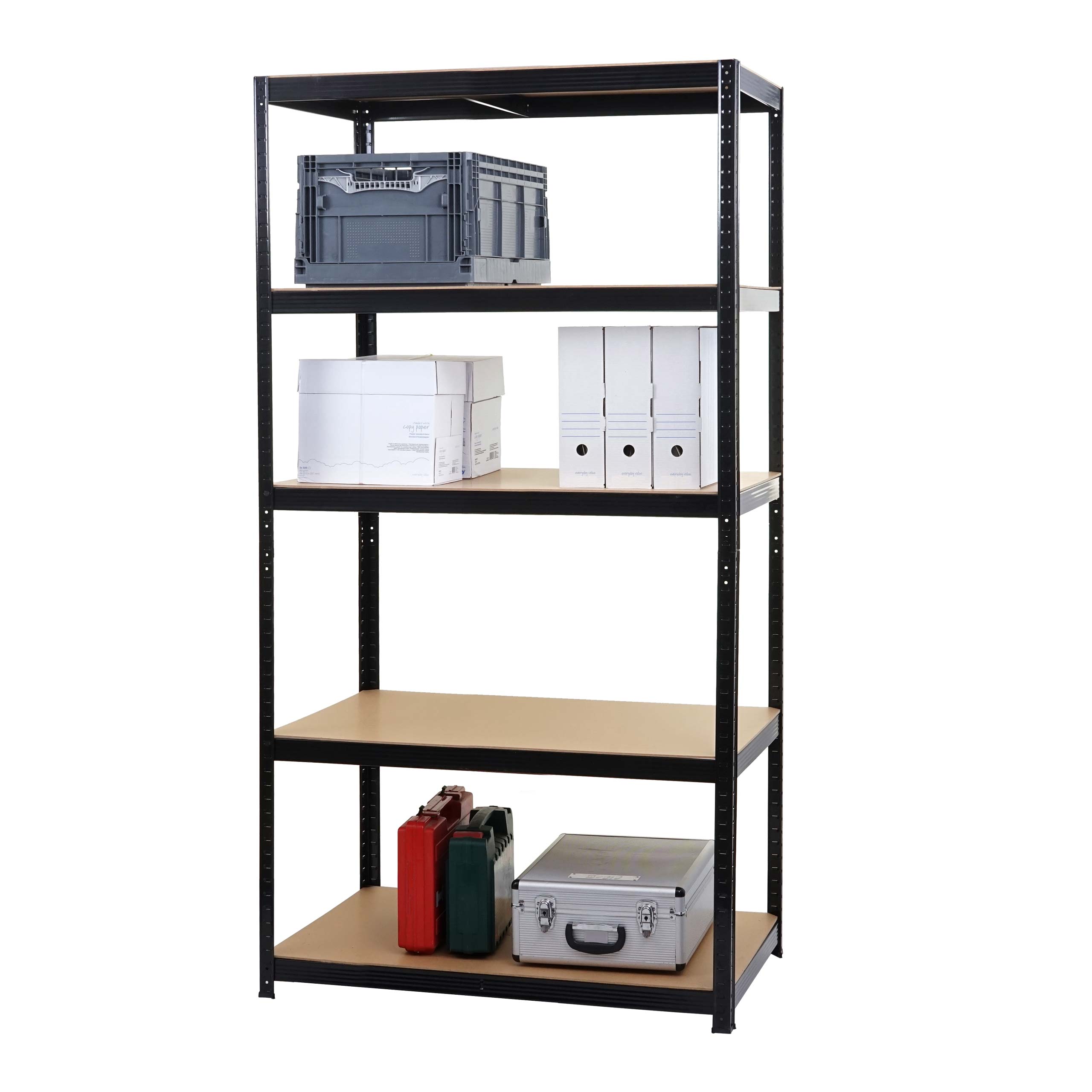 Schwerlastregal MCW-E33, Kellerregal Steckregal Lagerregal, 875kg Stahl 5 B&ouml;den ~ schwarz 200x100x60cm - Bild 1