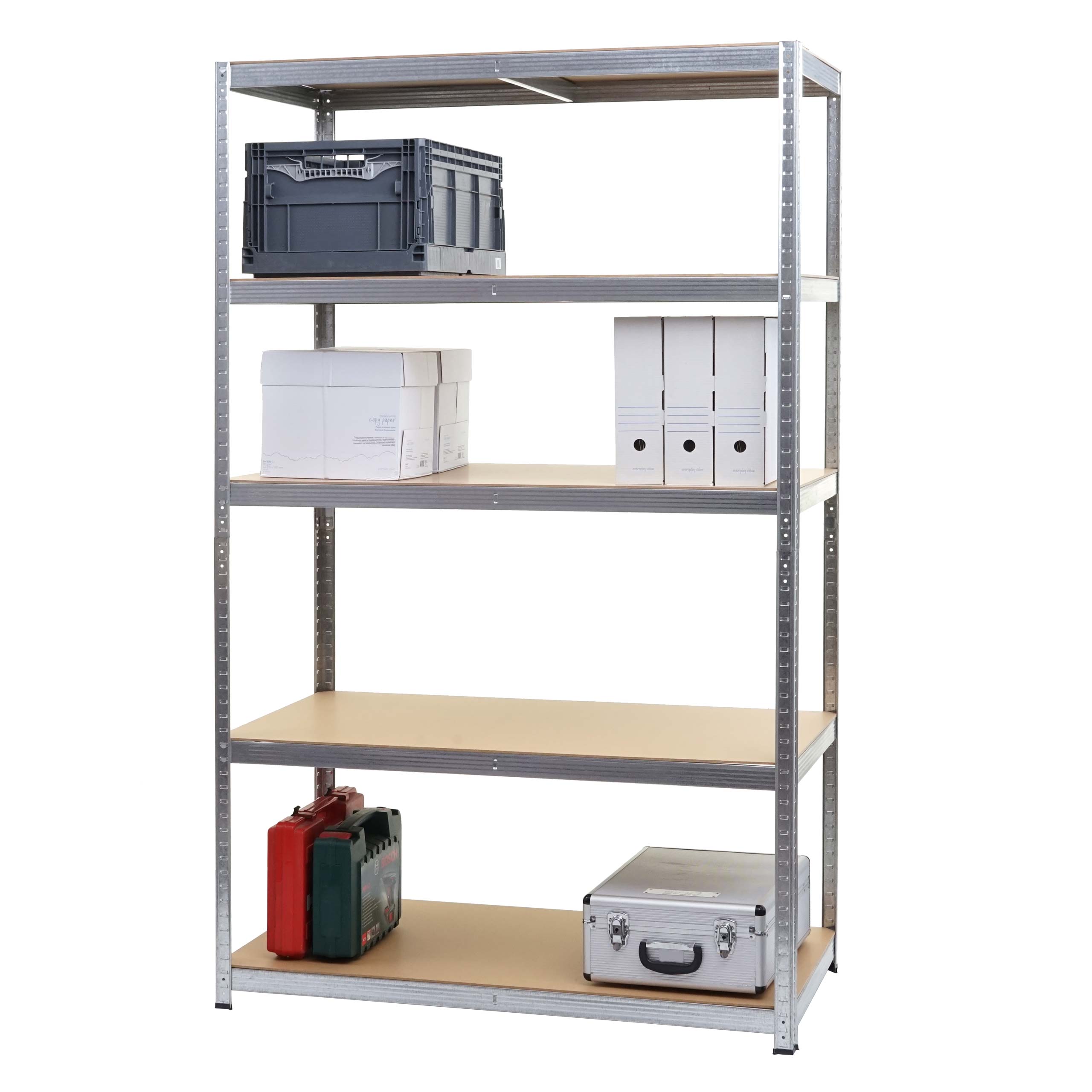 Schwerlastregal MCW-E33, Kellerregal Steckregal Lagerregal, 875kg Stahl 5 B&ouml;den ~ verzinkt 200x120x60cm - Bild 1