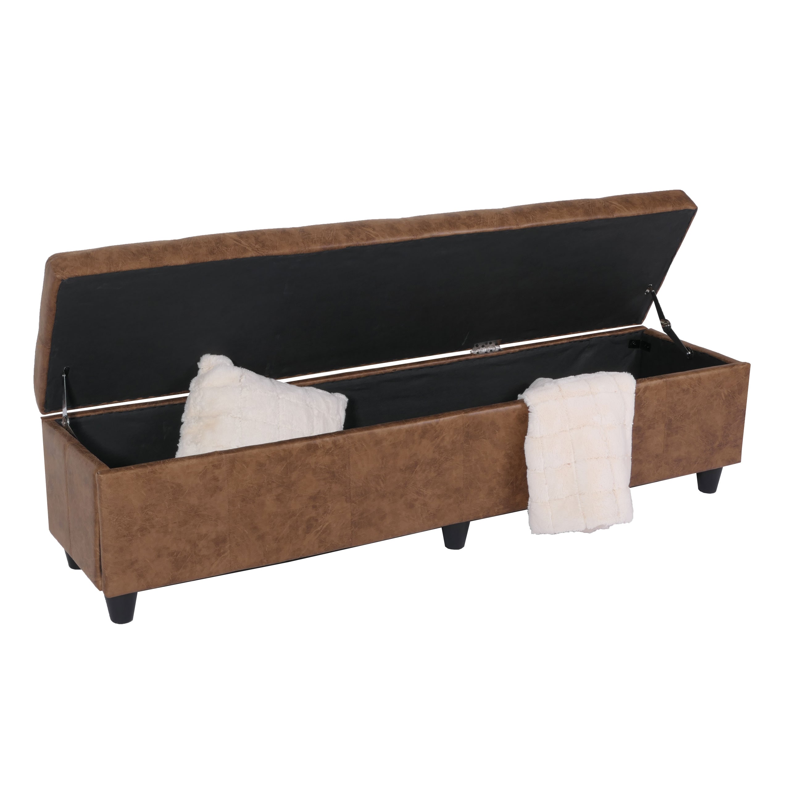 Aufbewahrungs-Truhe Sitzbank Bank Kriens XXL, Stoff/Textil, 180x45x45cm ~ Wildlederimitat - Bild 1