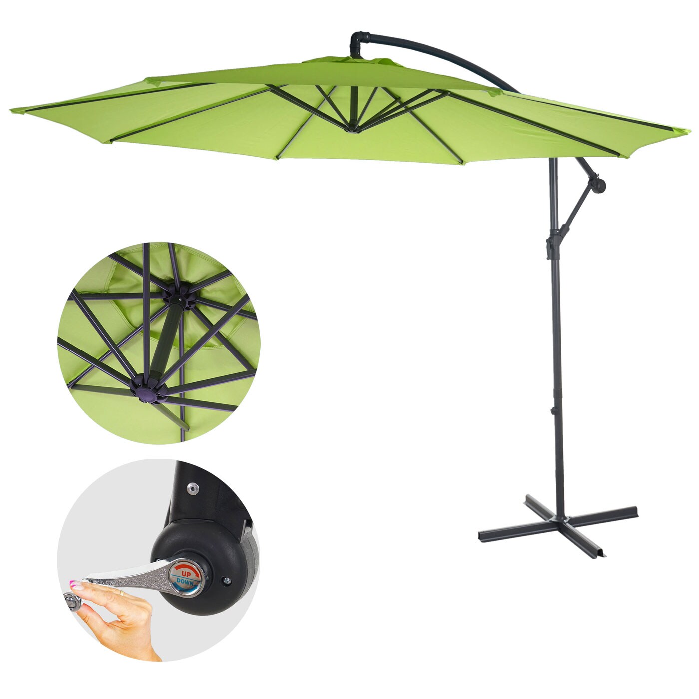 Ampelschirm Terni, Sonnenschirm Sonnenschutz, Ø 3m neigbar, Polyester/Stahl 11kg ~ grün-lemon ohne Ständer