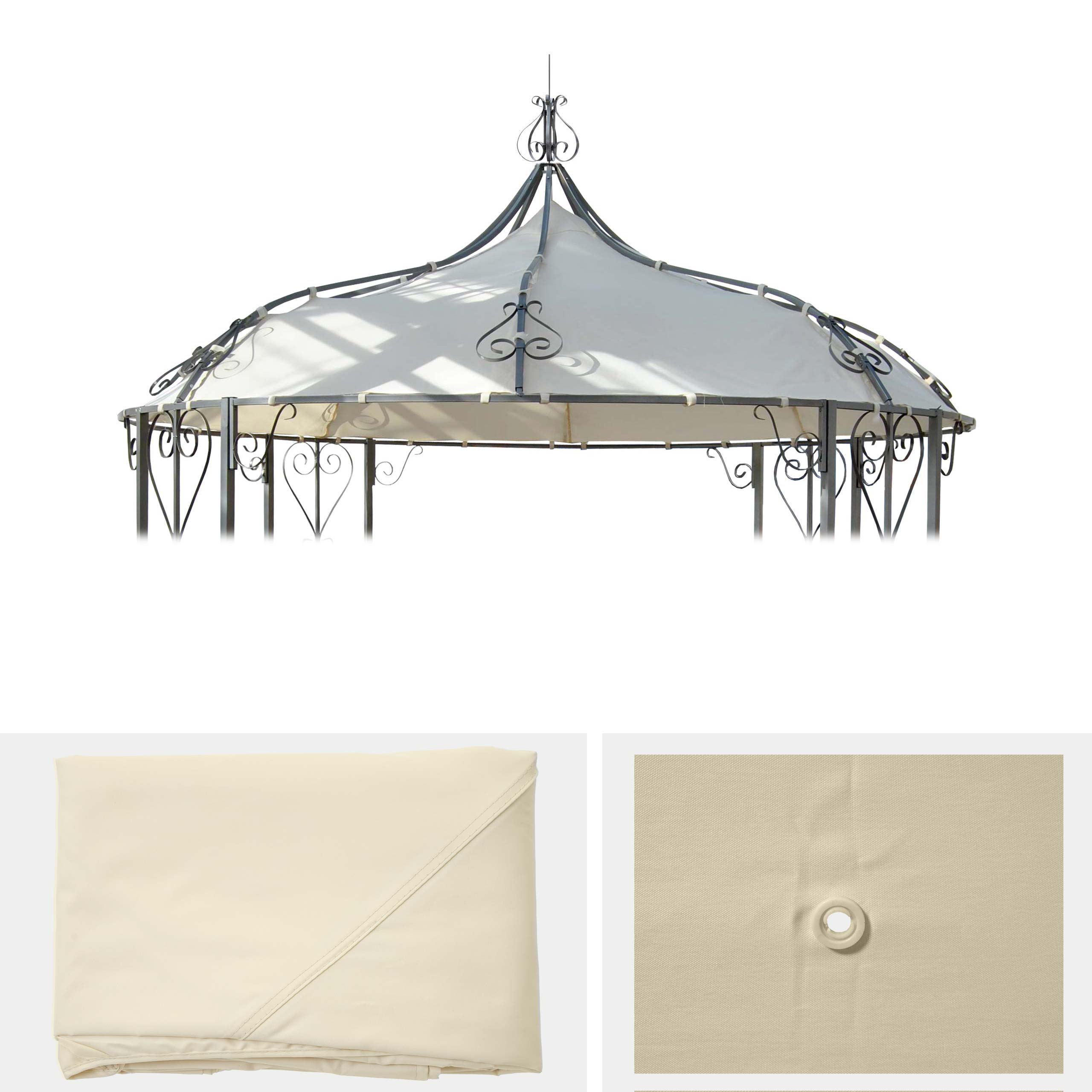 Ersatzbezug f&uuml;r Dach Pergola Pavillon Cabrera &Oslash; 3m ~ creme - Bild 1