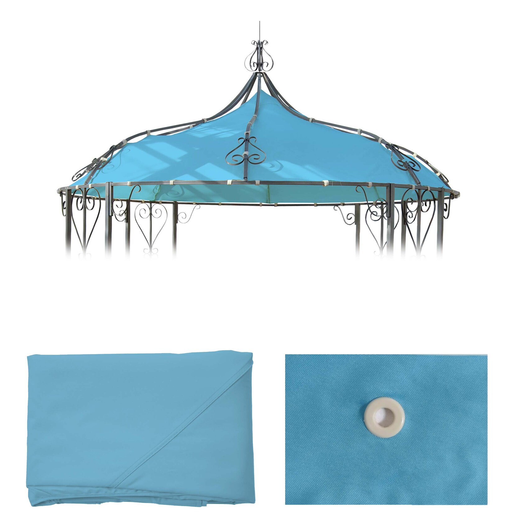 Ersatzbezug für Dach Pergola Pavillon Cabrera Ø 3m ~ türkis | 04057651427607