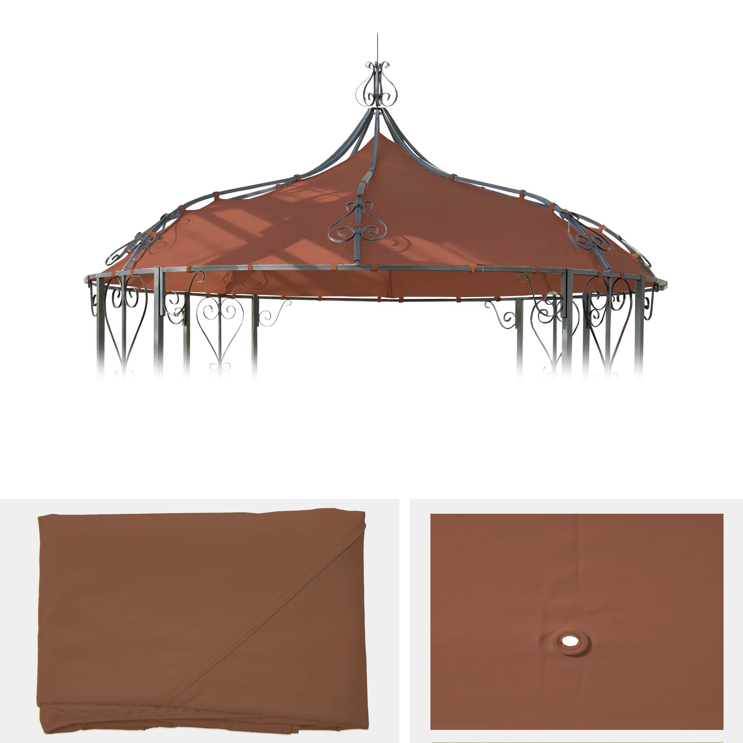 Ersatzbezug f&uuml;r Dach Pergola Pavillon Cabrera &Oslash; 3m ~ terracotta-braun - Bild 1