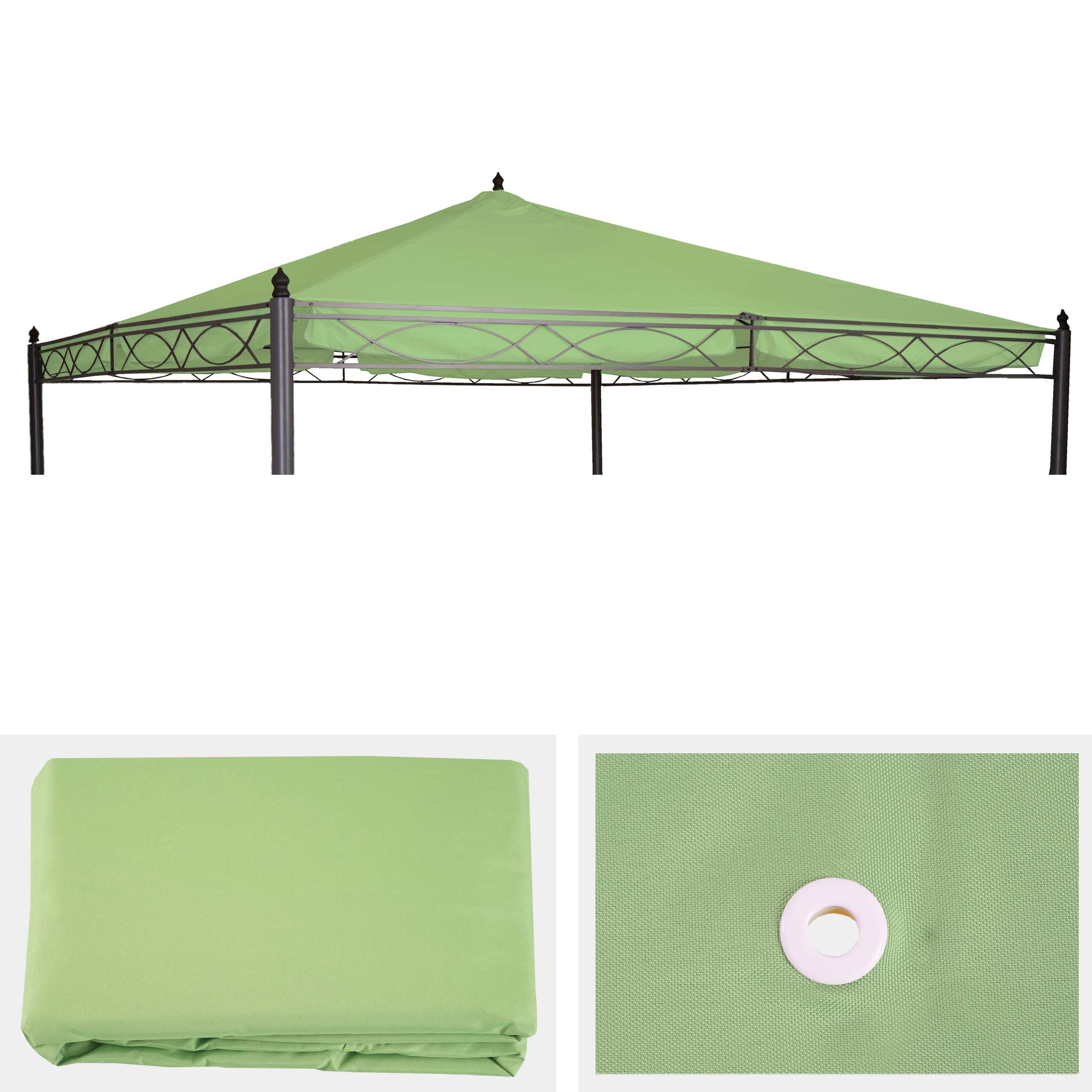 Ersatzbezug f&uuml;r Dach Pergola Pavillon Calpe 4x4m ~ gr&uuml;n - Bild 1