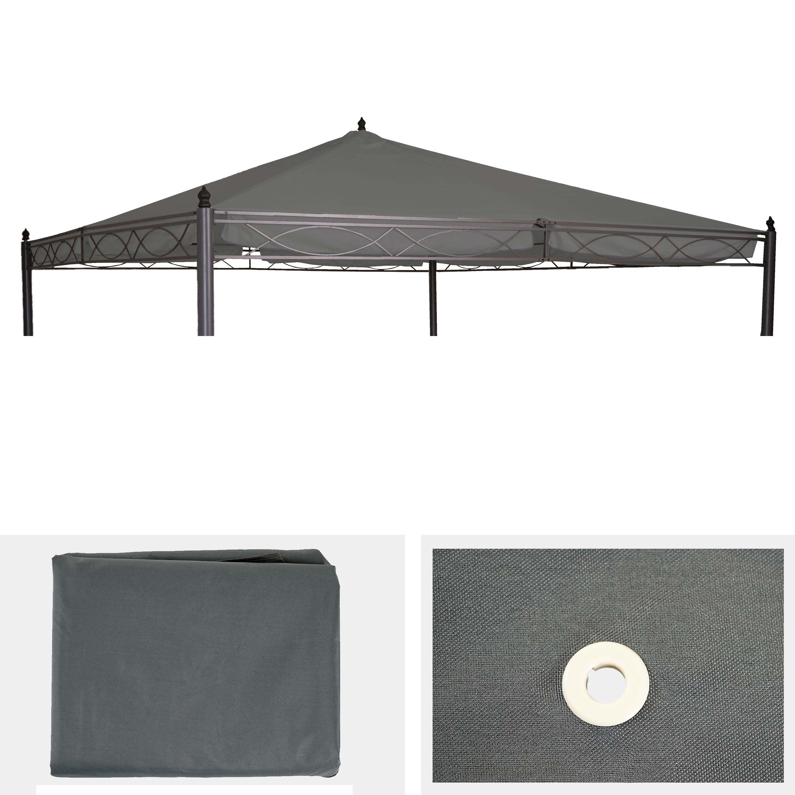 Ersatzbezug f&uuml;r Dach Pergola Pavillon Calpe 4x4m ~ grau - Bild 1