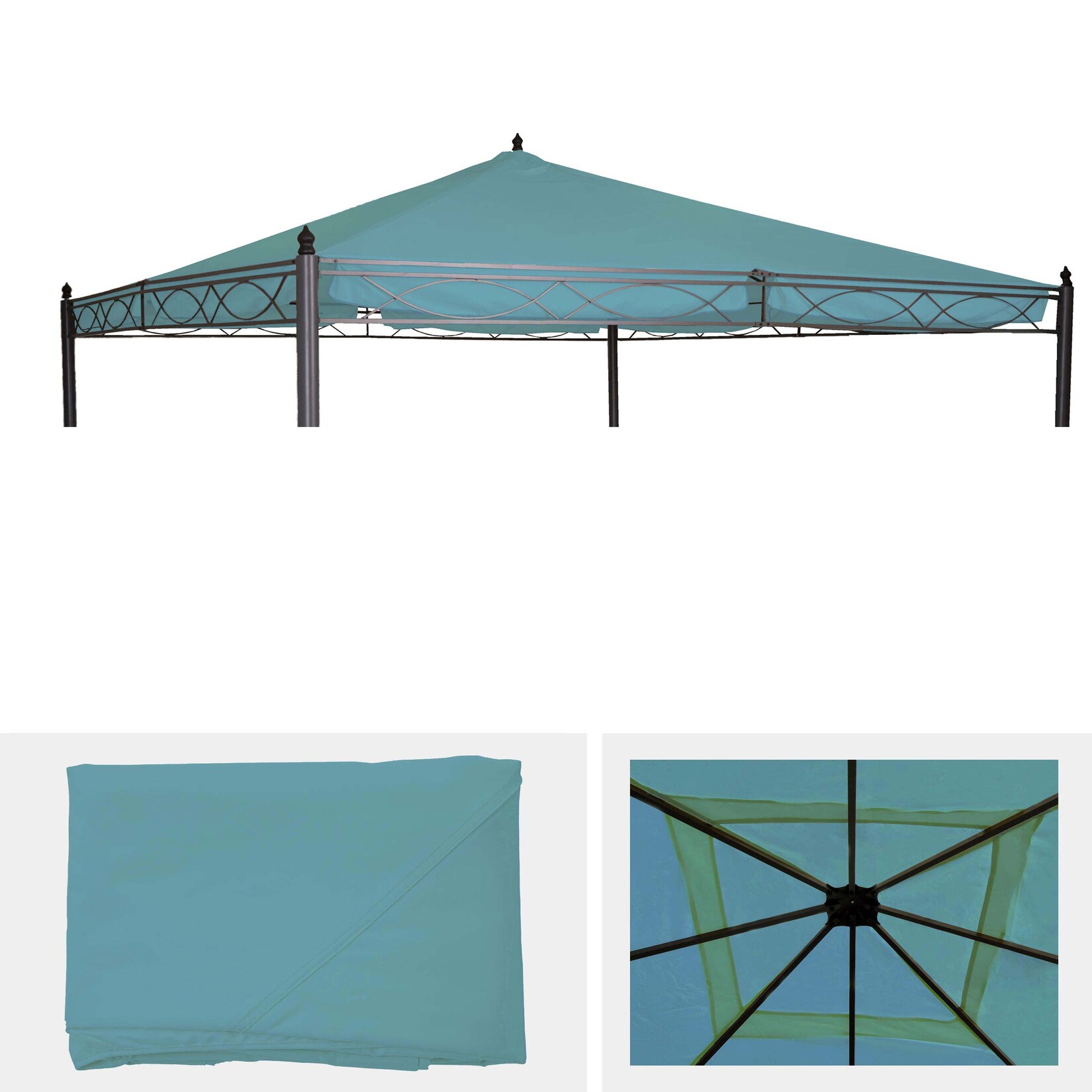 Ersatzbezug für Dach Pergola Pavillon Calpe 4x4m ~ türkis | 04057651429298