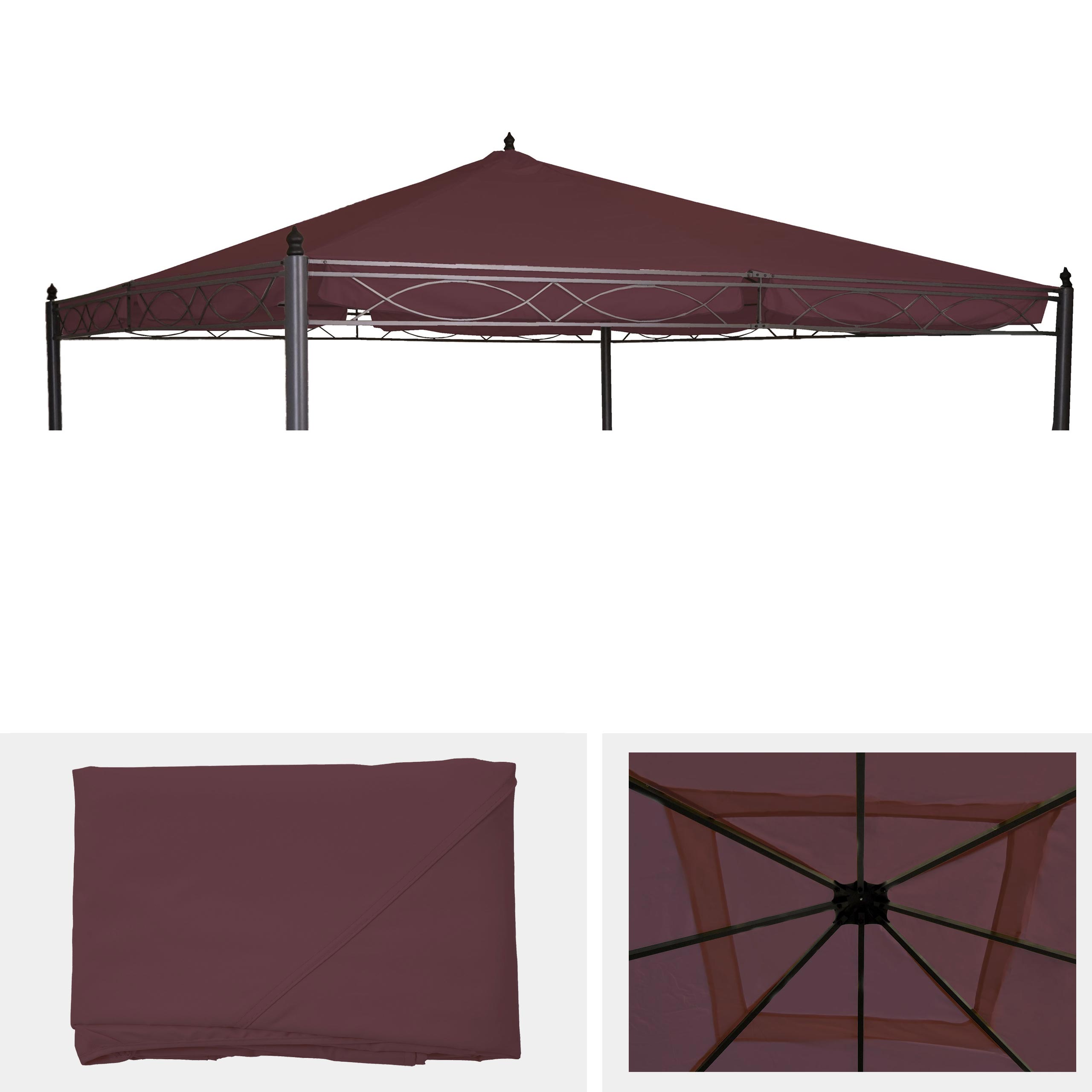 Ersatzbezug f&uuml;r Dach Pergola Pavillon Calpe 4x4m ~ rot-braun - Bild 1