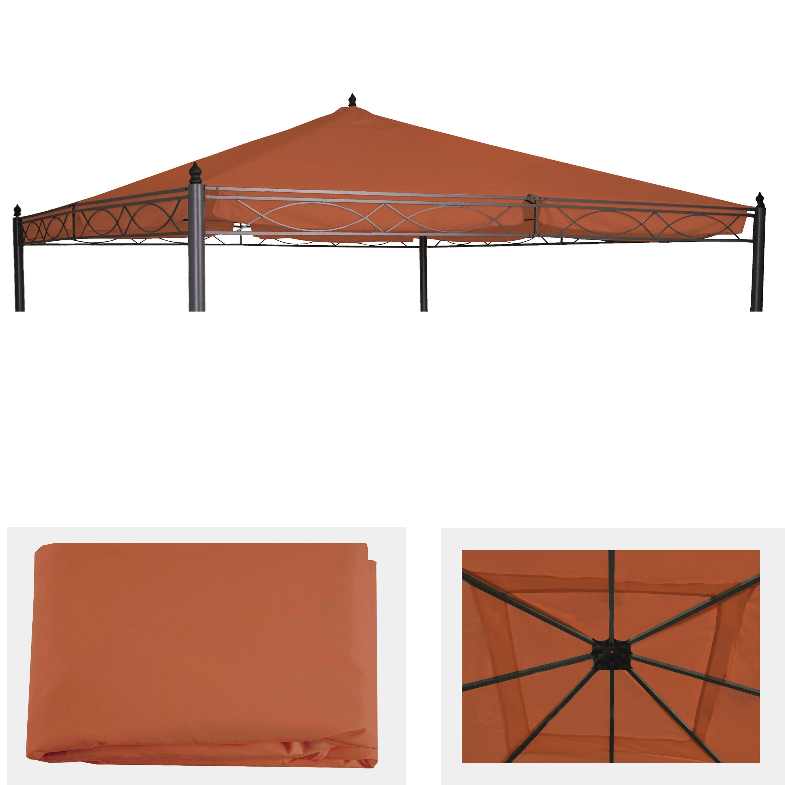 Ersatzbezug f&uuml;r Dach Pergola Pavillon Calpe 4x4m ~ terracotta-braun - Bild 1