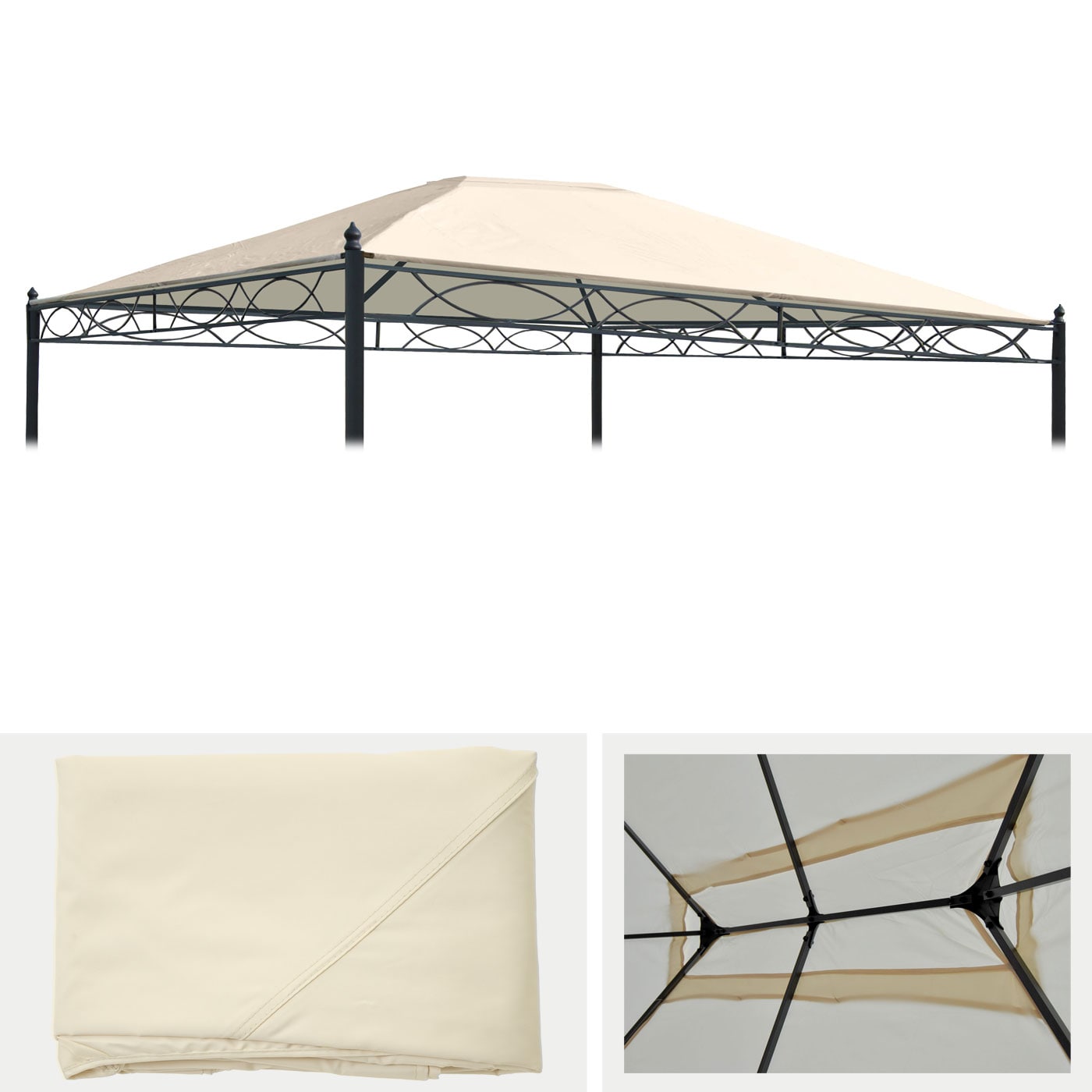 Ersatzbezug f&uuml;r Dach Pergola Pavillon Calpe 4x3m ~ creme - Bild 1