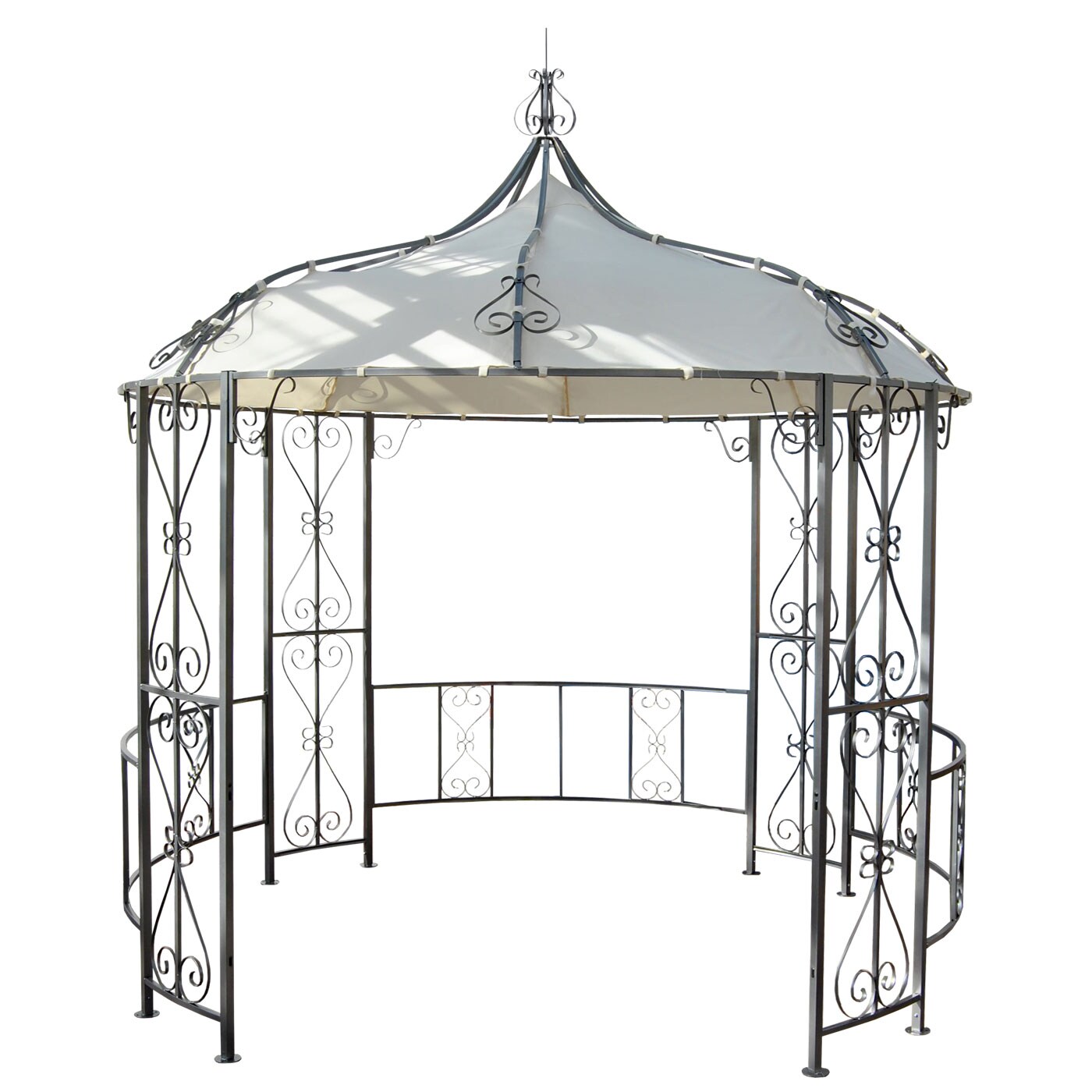 Pergola Cabrera, Rundpavillon Garten Pavillon, stabiles Stahl-Gestell, Ø 3m ~ creme