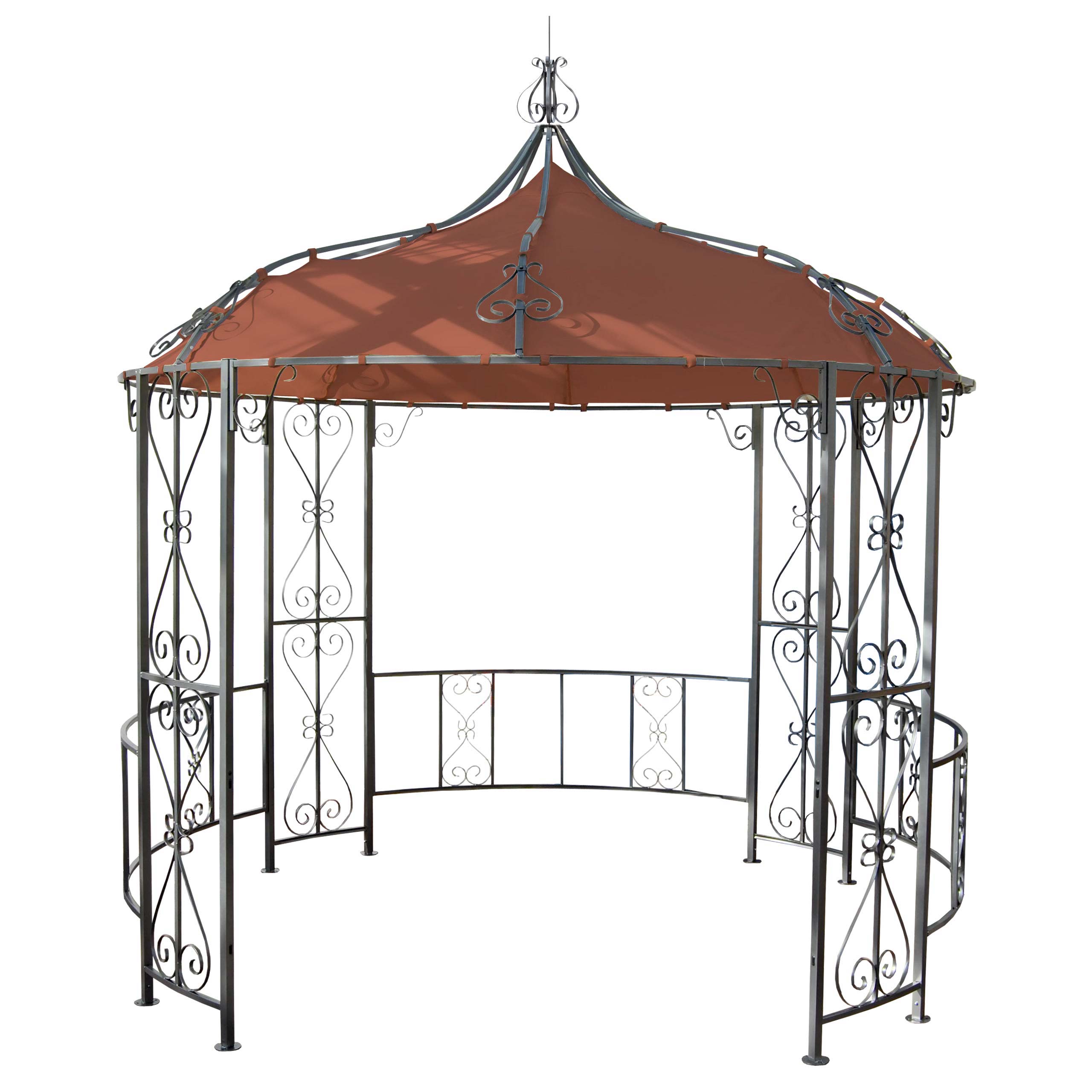Pergola Cabrera, Rundpavillon Garten Pavillon, stabiles Stahl-Gestell &Oslash; 3m ~ terracotta-braun - Bild 1