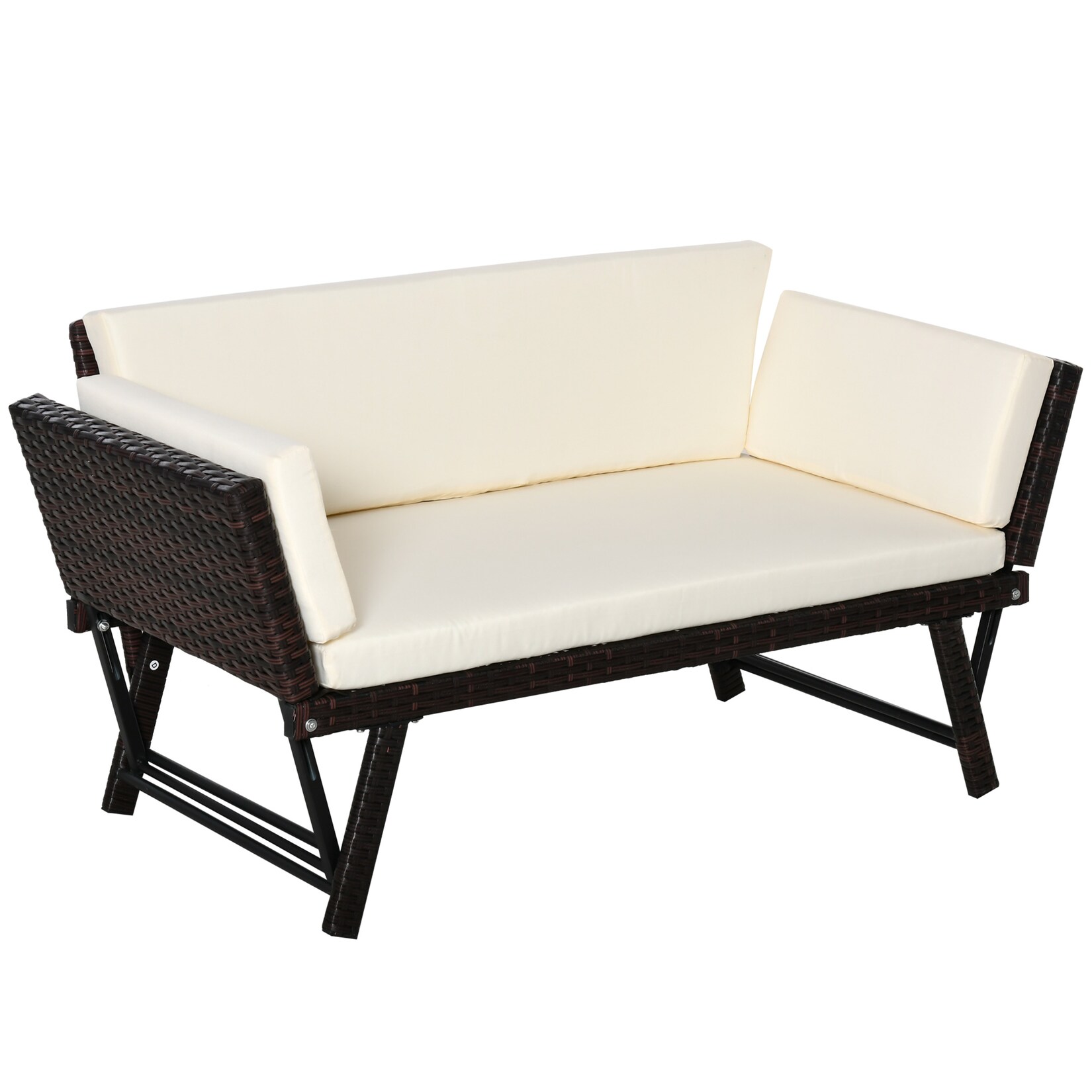 Rattansofa Stahl, PE-Rattan, Polyester