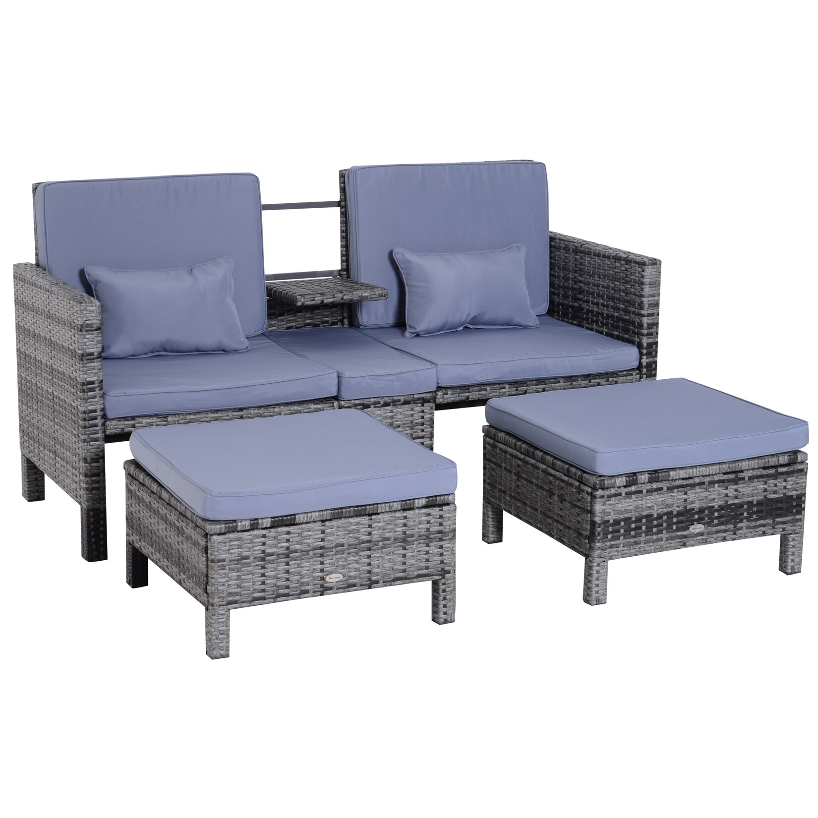 Outsunny Gartenmöbel-Set Polyrattan, Metall, Polyester | 04250871267491