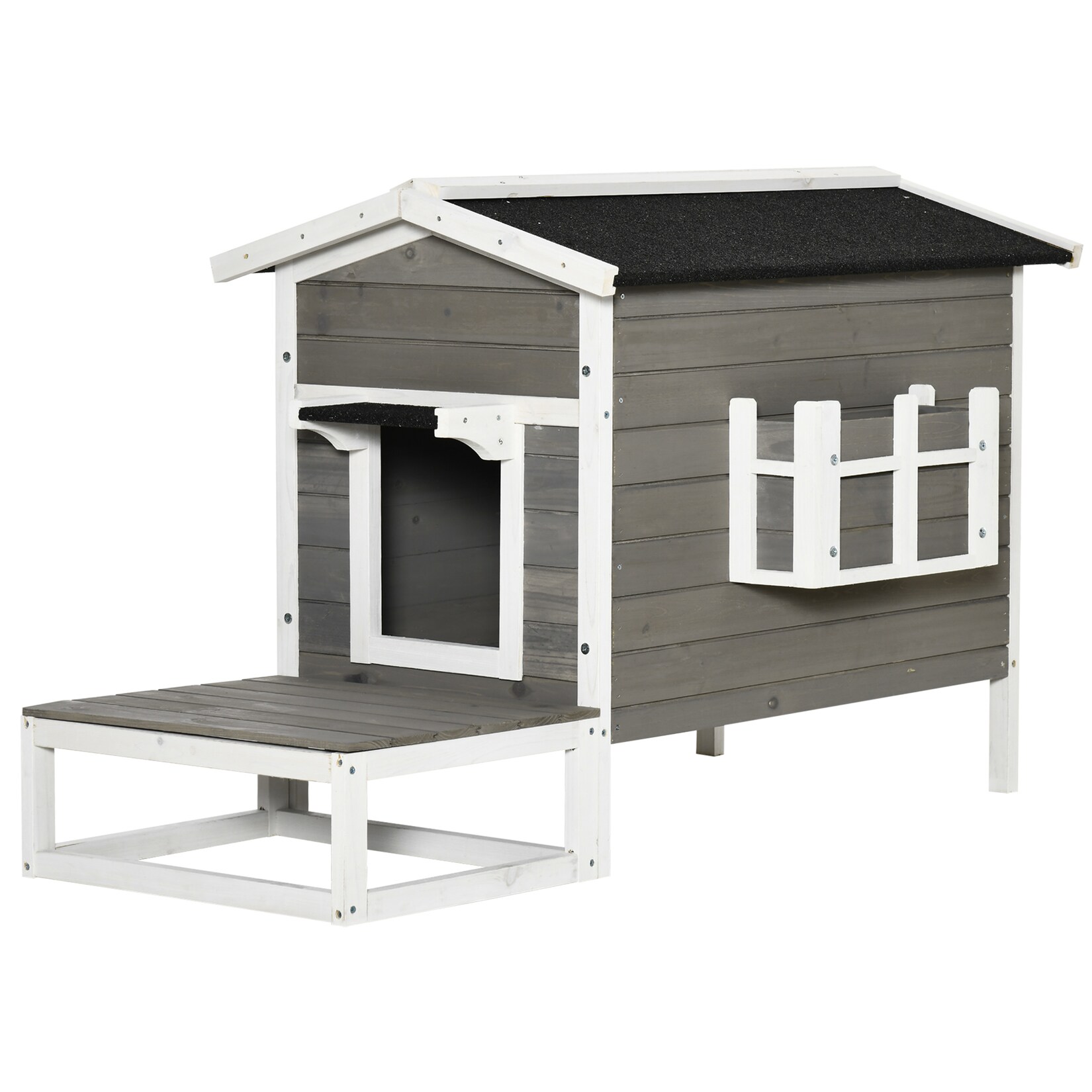 PawHut Katzenhaus Tannenholz, Metall, Bitumenpappe | 04250871267064